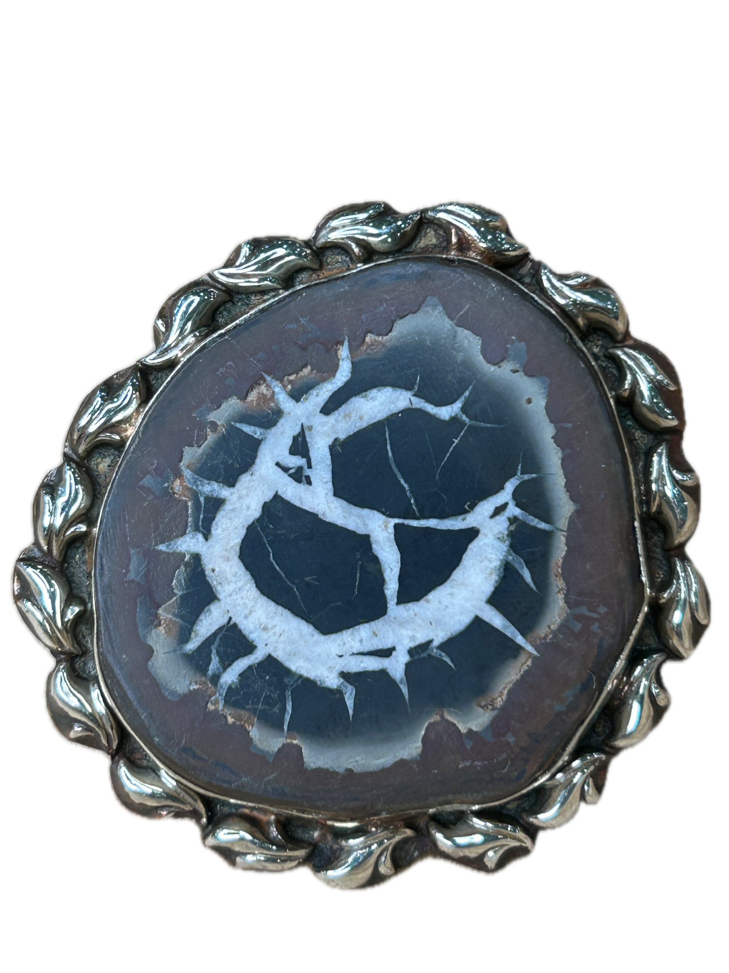 SALE German Silver Septarian Nodule Ring