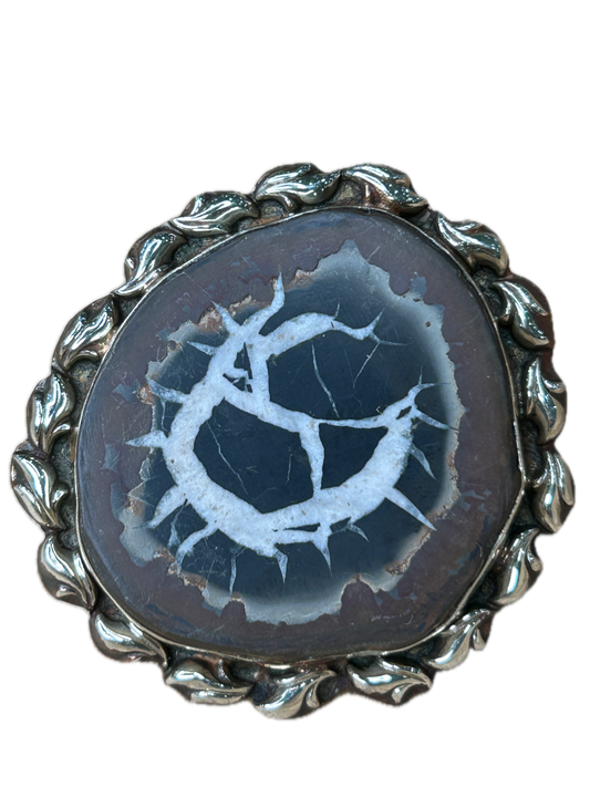 SALE German Silver Septarian Nodule Ring