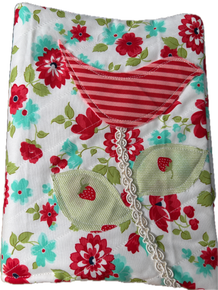 Rakal J Creations Bible Cover (Red/Pink Striped Bird with Strawberries)