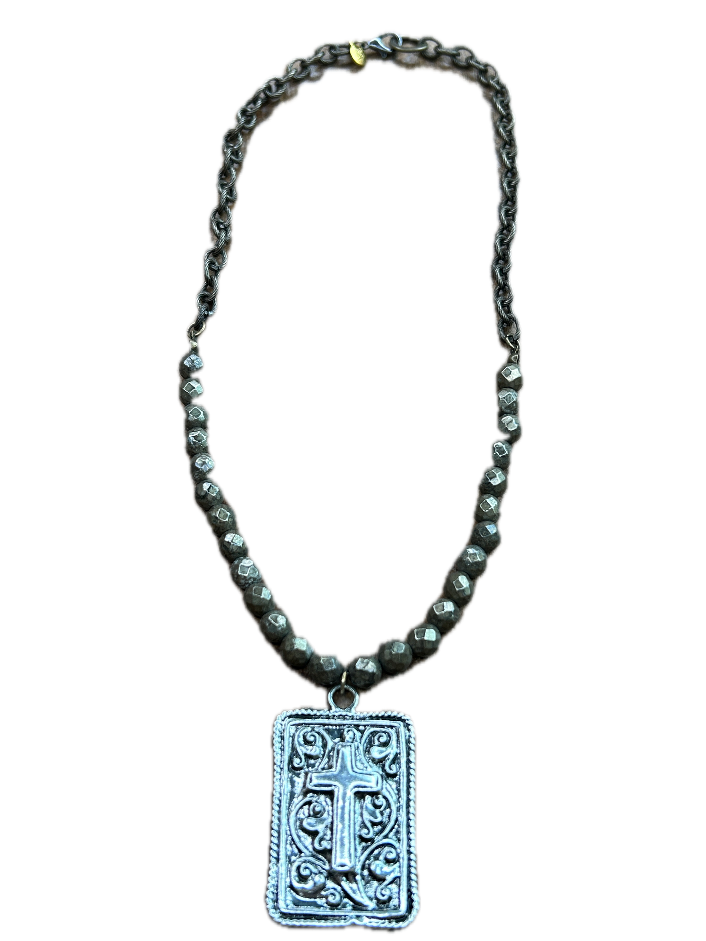 Lost & Found- Silver and Brass Cross Necklace