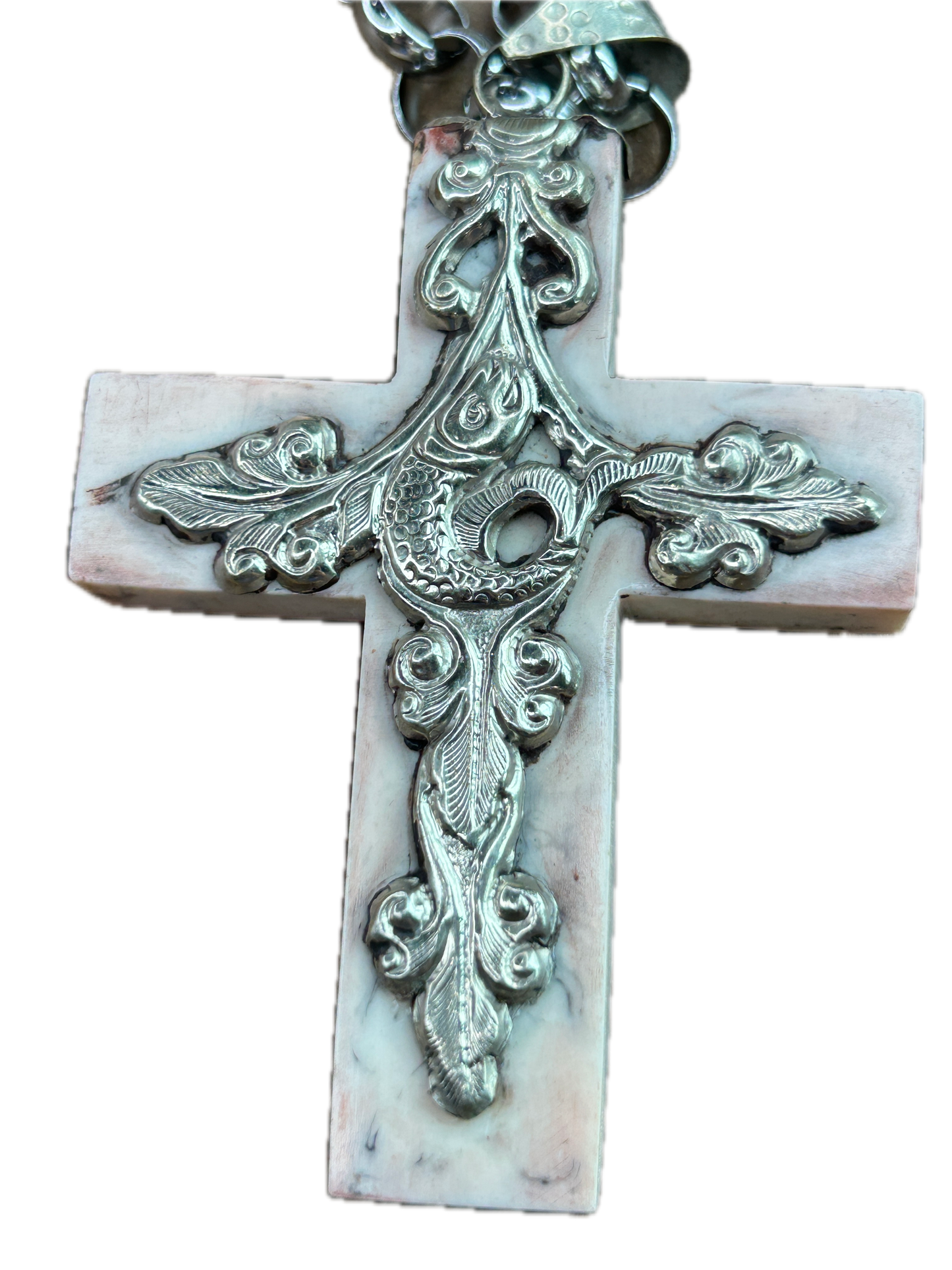 Tibetan Silver Resin Cross Necklace B