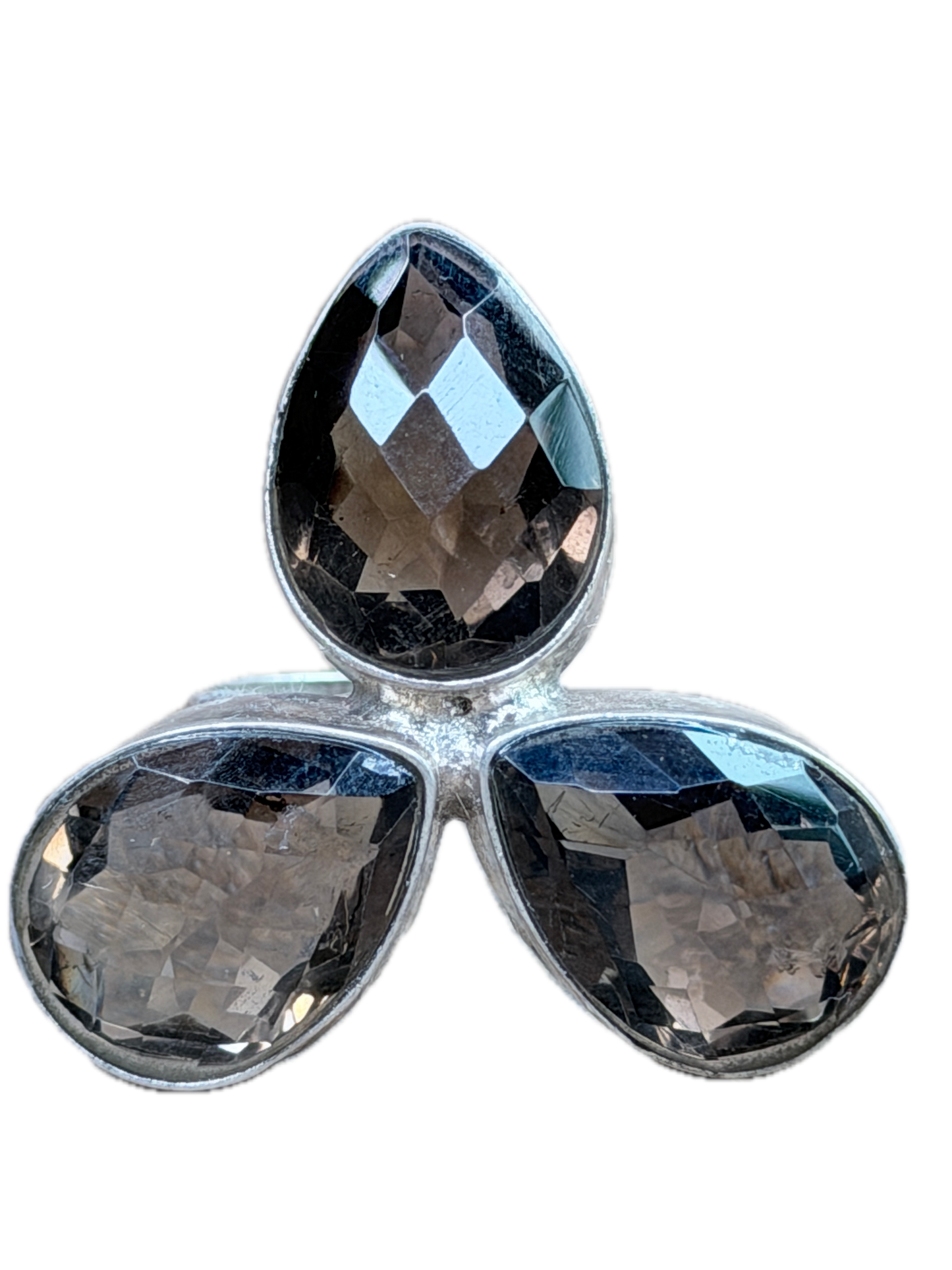 German Silver Tri-fecta Smokey Quartz Ring