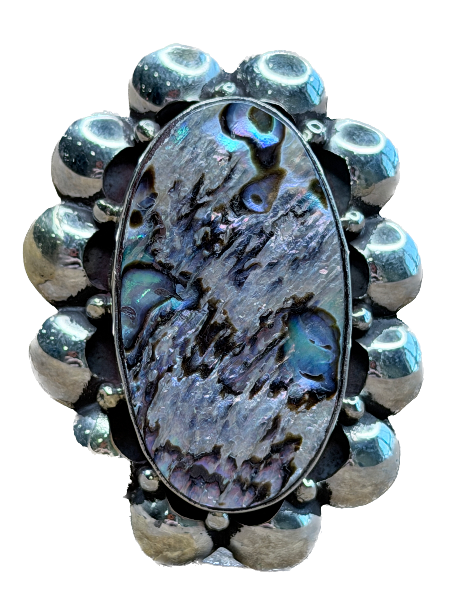 Tibetan Silver Abalone Shell Oval Ring
