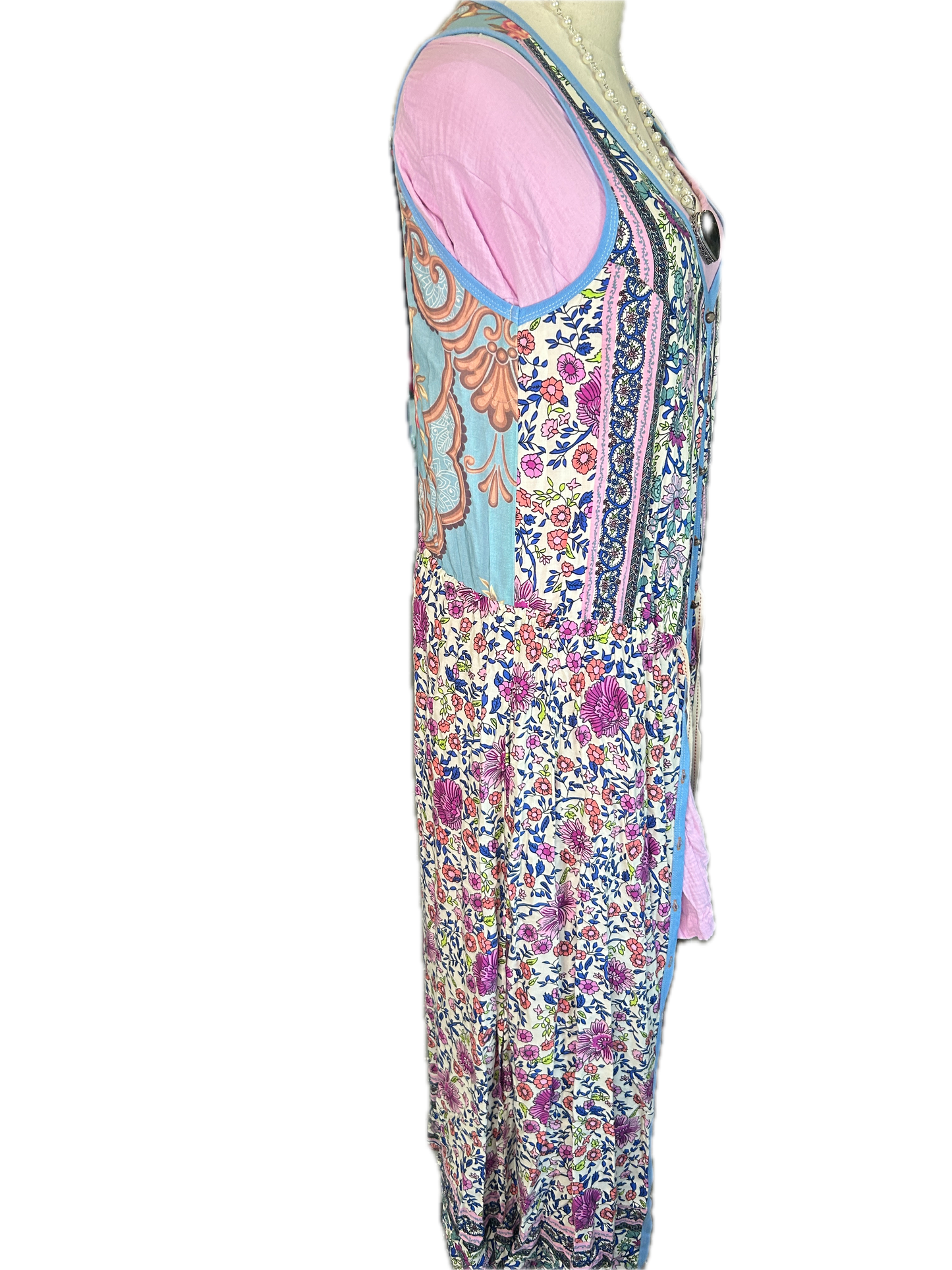 Aratta- Purple and Blue Floral Sleeveless Duster *Final Sale*