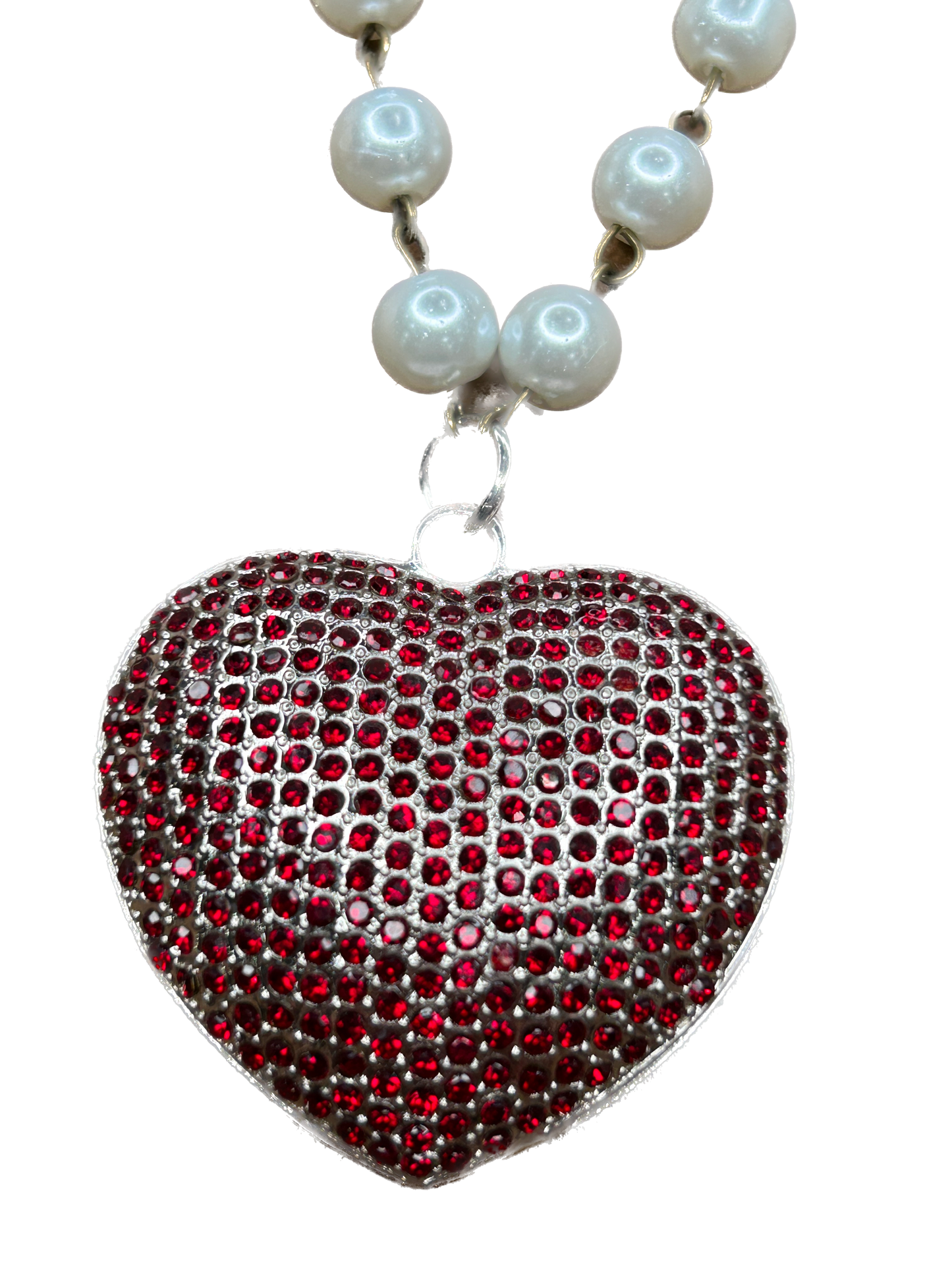 Red Rhinestone Heart Necklace B