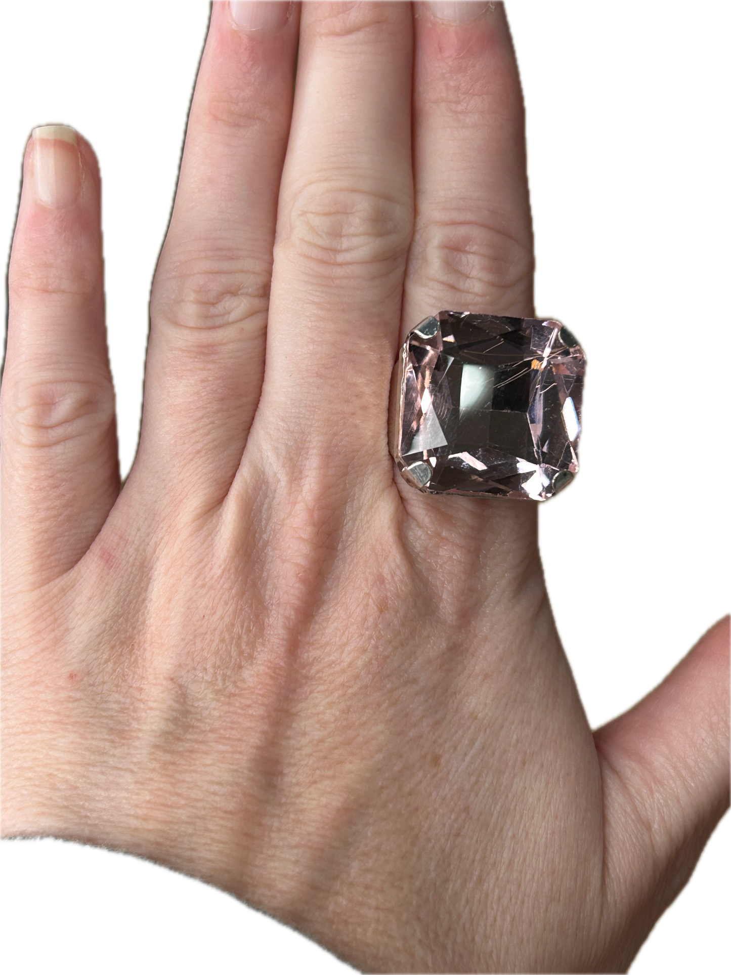 Rhinestone Stretch Ring (Pink)