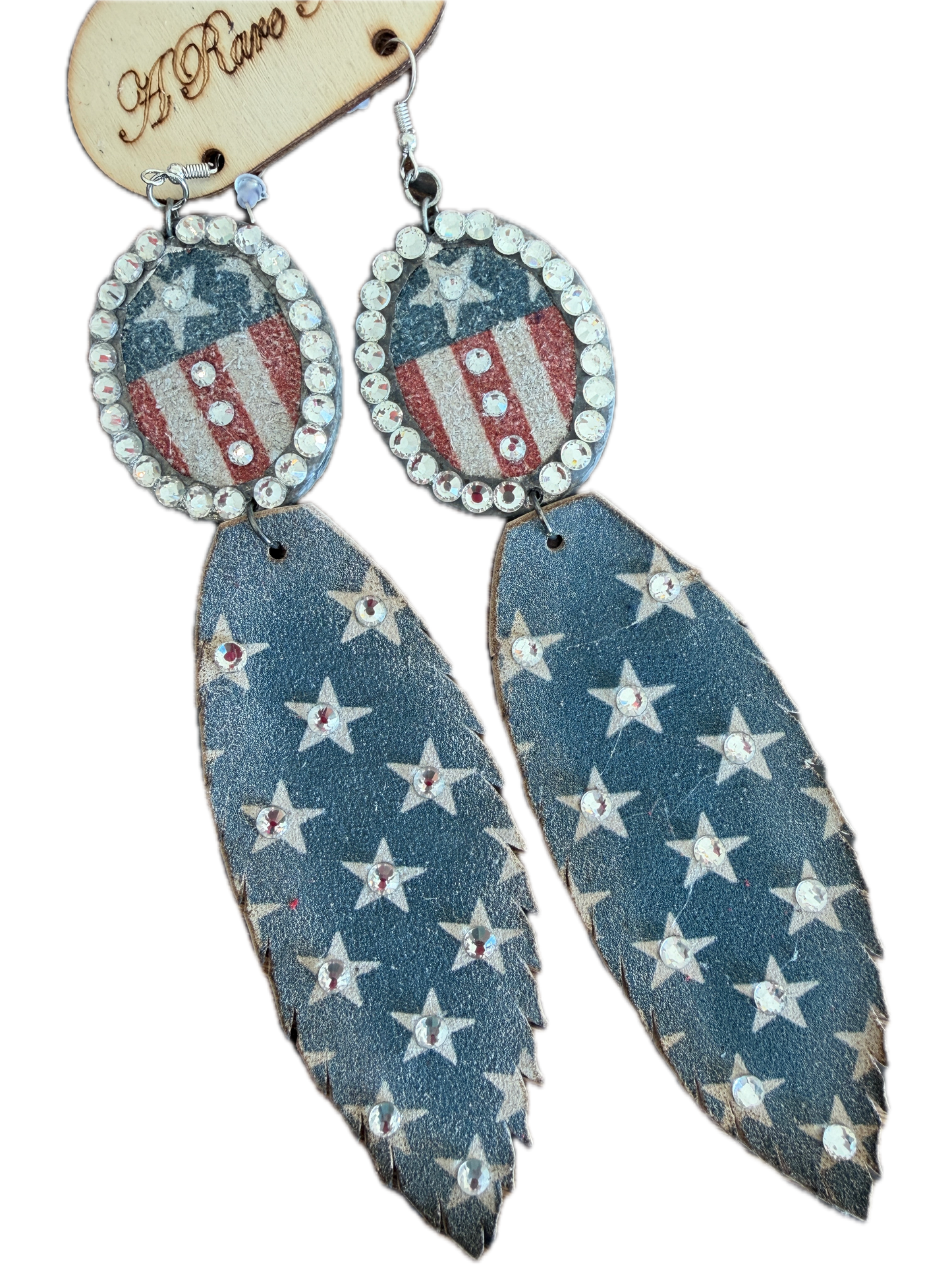 Rare Bird- Leather American Flag Earrings
