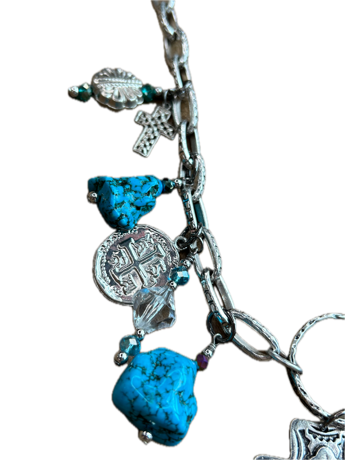 Lost & Found -Chunky Turquoise Charm Necklace