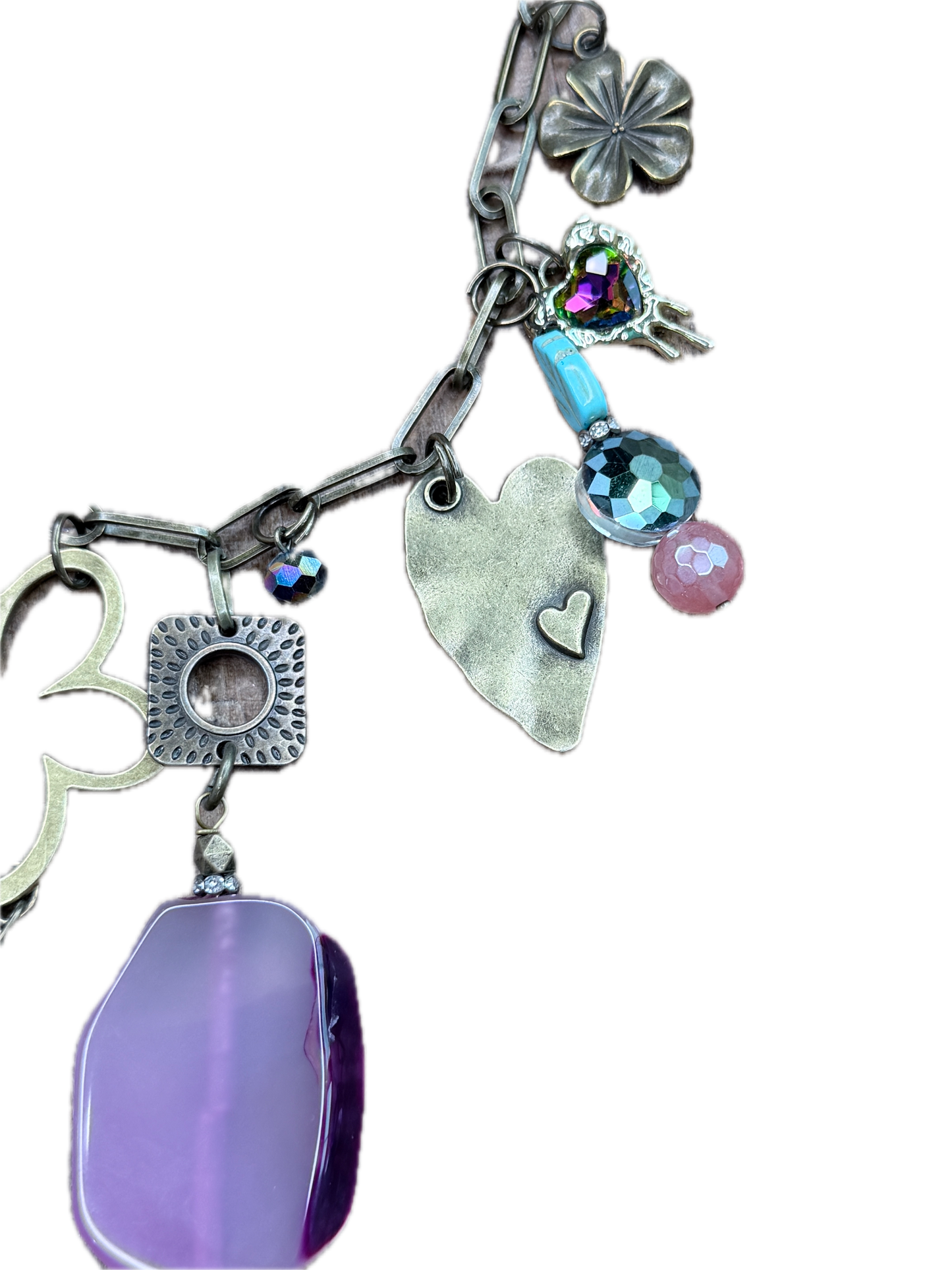 Gypsy Junk Pink Agate Slab Necklace