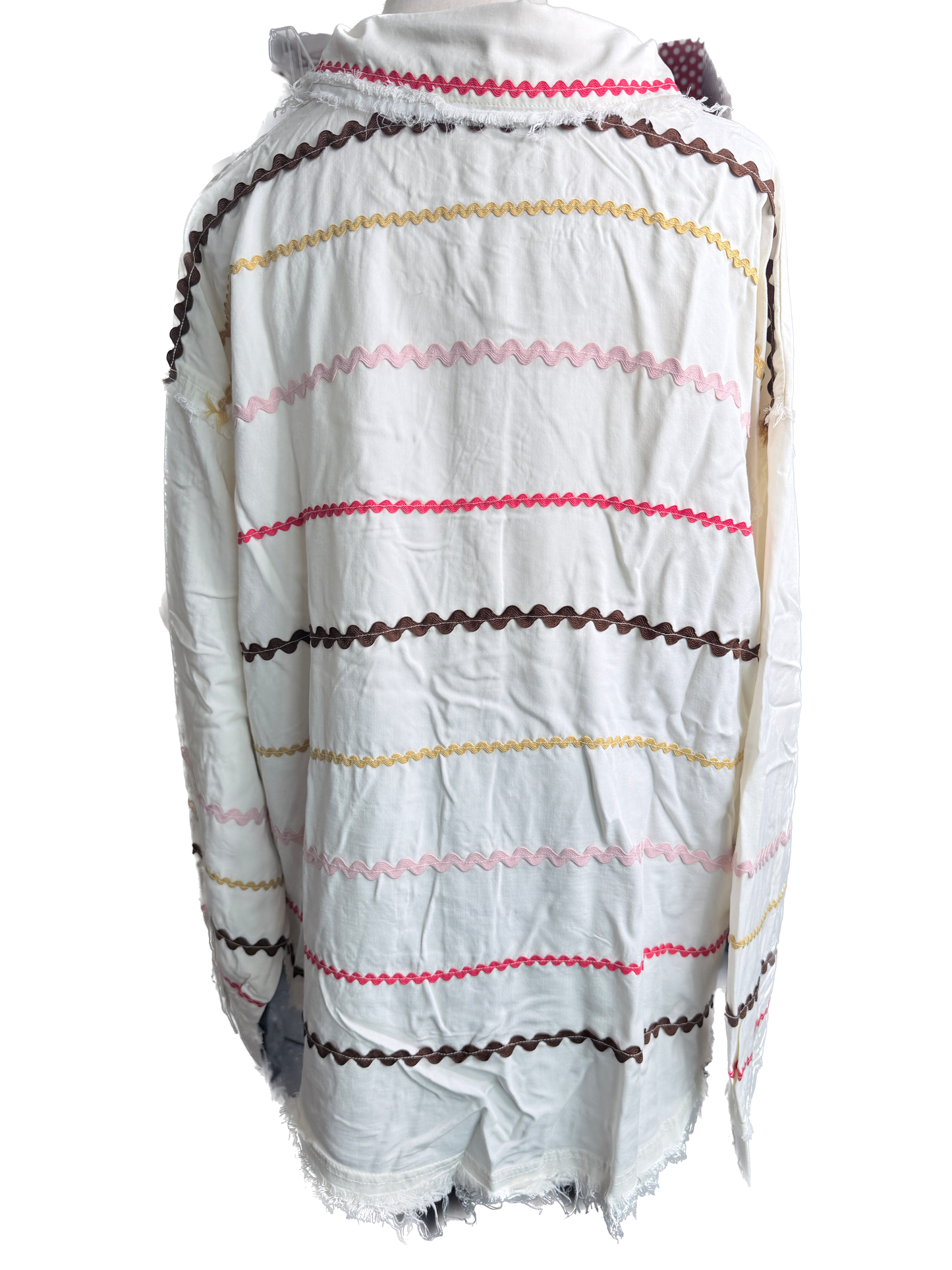 SALE Oli & Hali- Washed Ric Rac Stripe Shirt (Cream) *Final Sale*