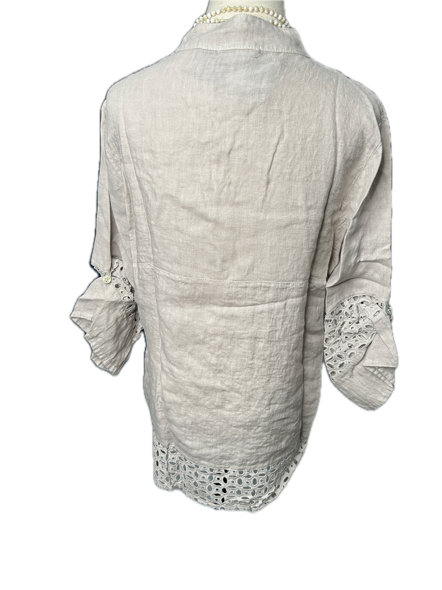 Button Up Crochet Top (Beige)