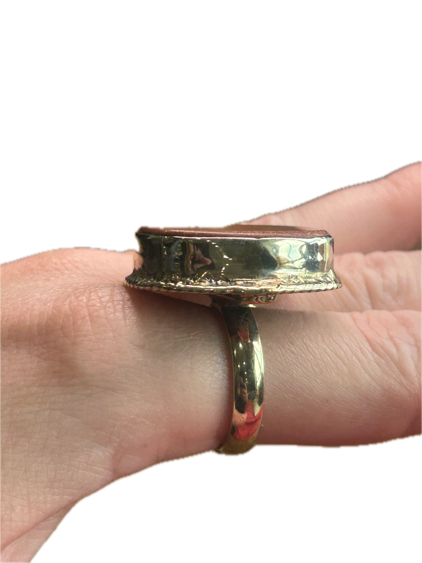 German Silver Dainty Goldstone Ring