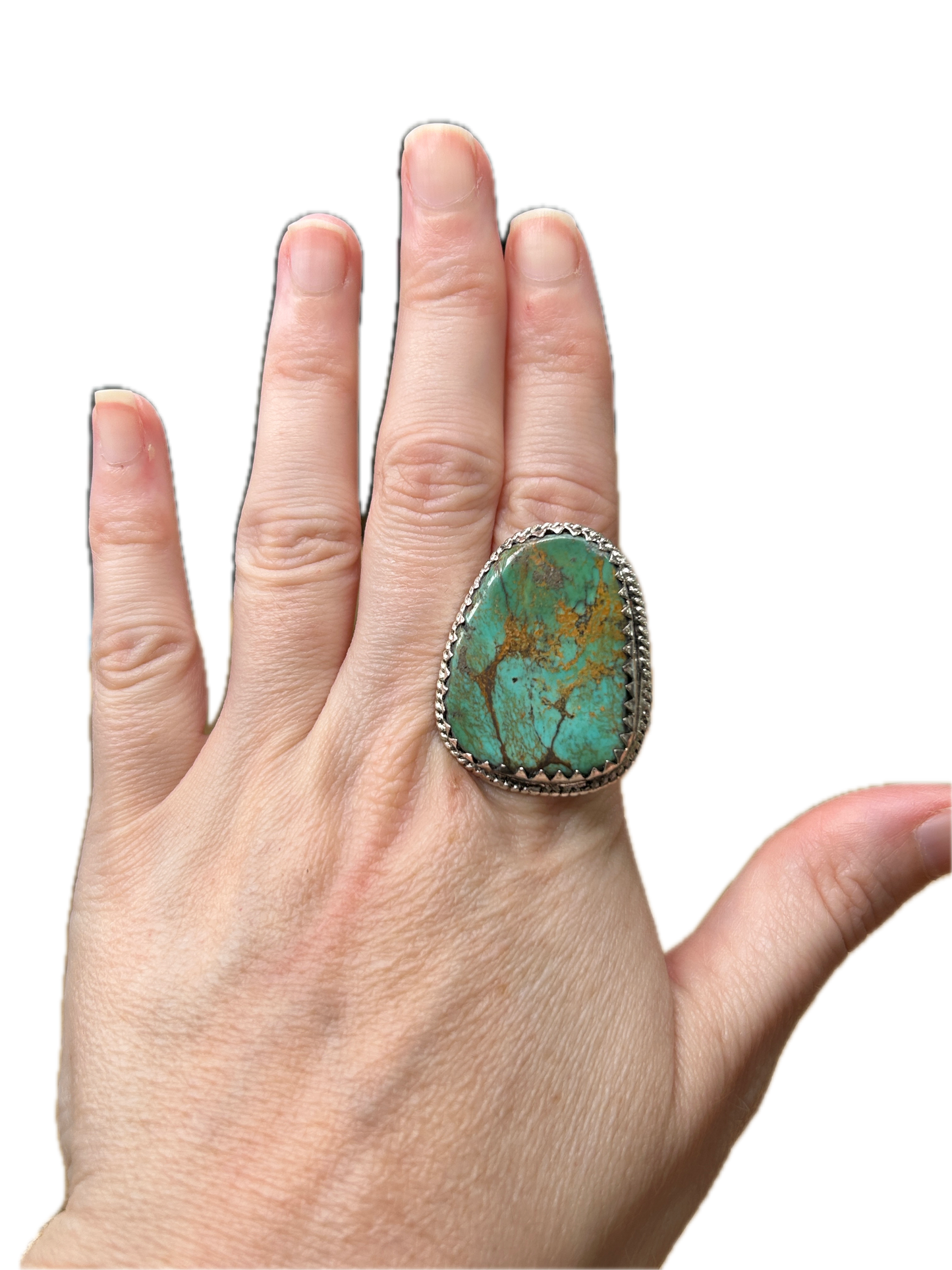SALE Medium Oval German Silver Turquoise Ring