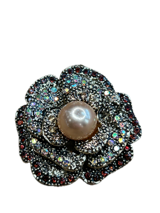 Champagne Rhinestone Rose Necklace