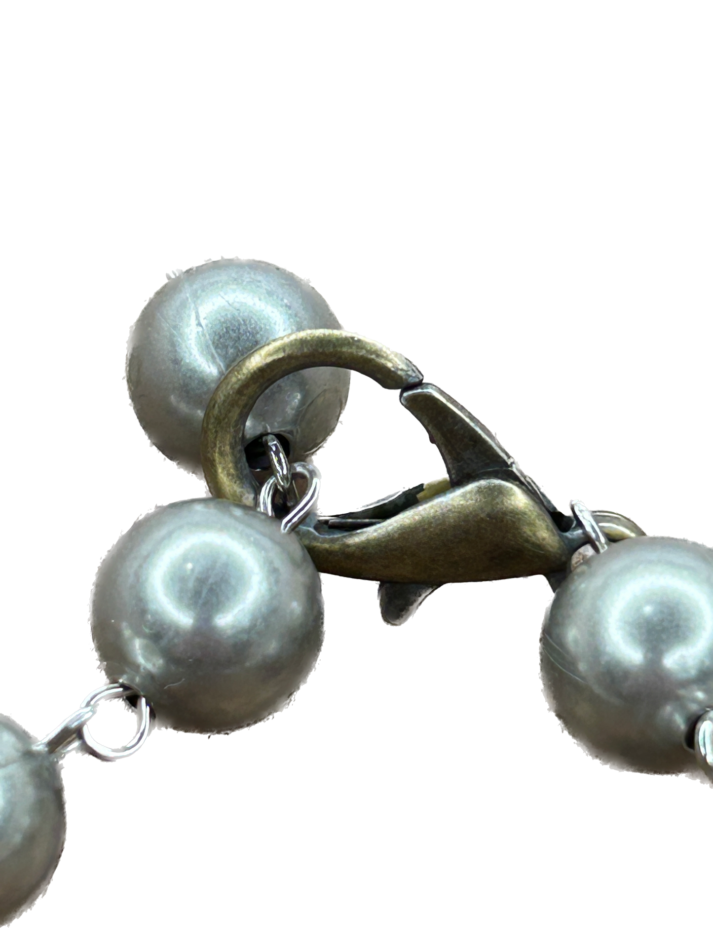 German Silver Green Howlite and Smoky Quartz Necklace