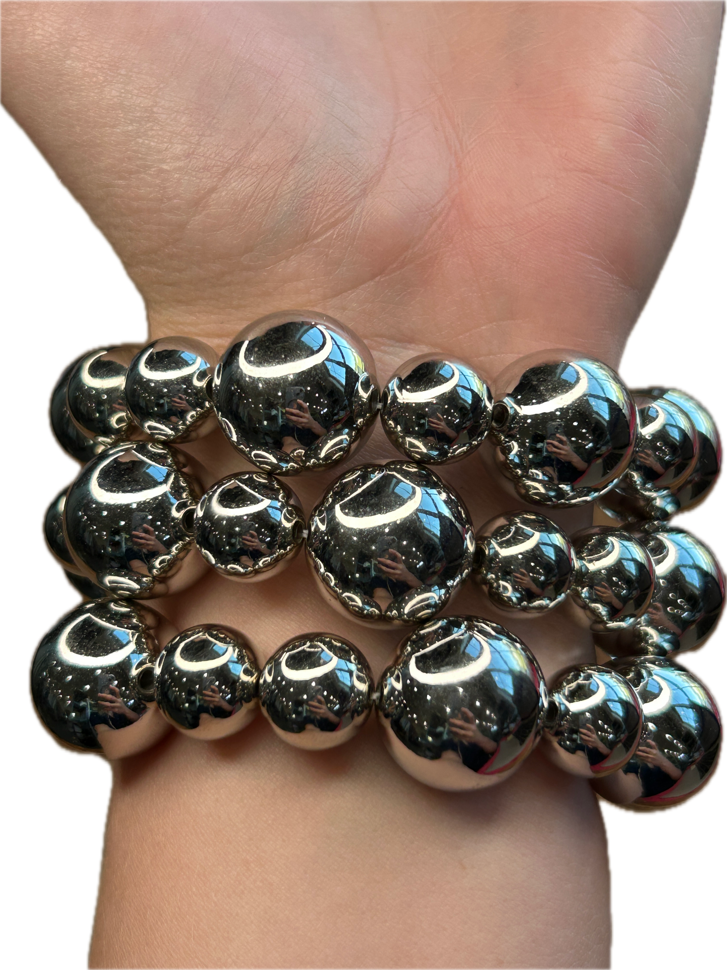 Three Strand Pearl Bracelet Stack (Silver)