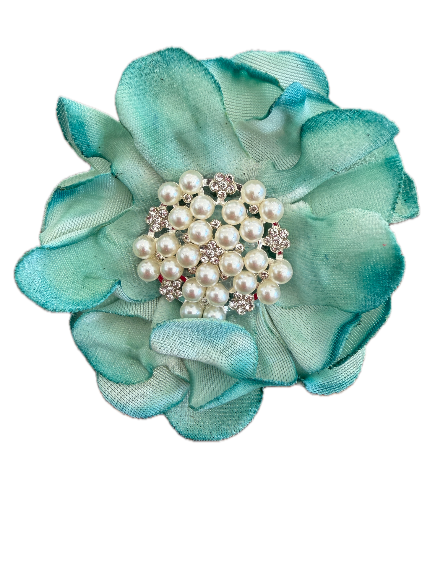 A Rare Bird- Flower Slide/Clip (Teal Pearls)