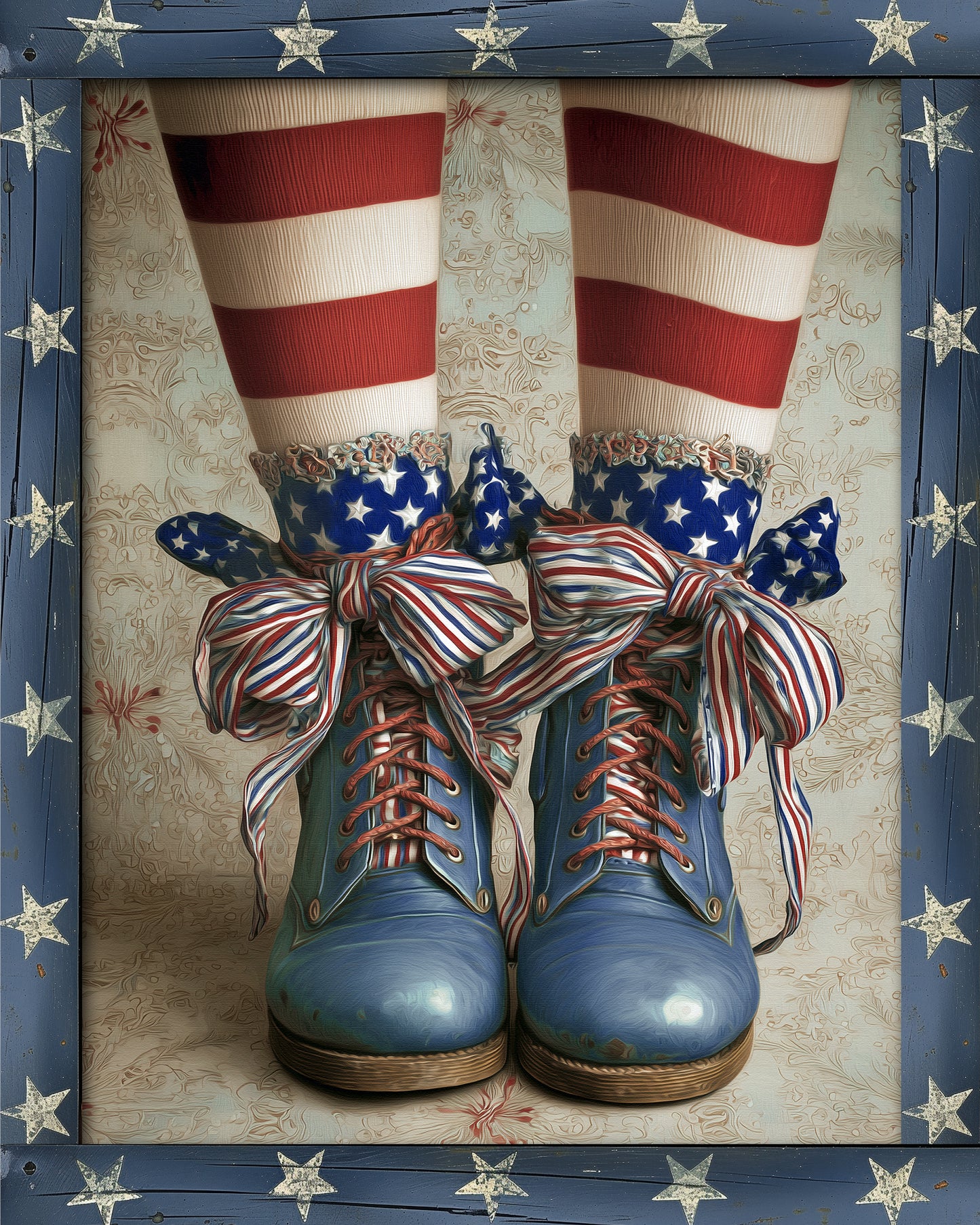 Patriotic Cutesy Boots T-Shirt (No Bling)  - ERR Original *Final Sale*