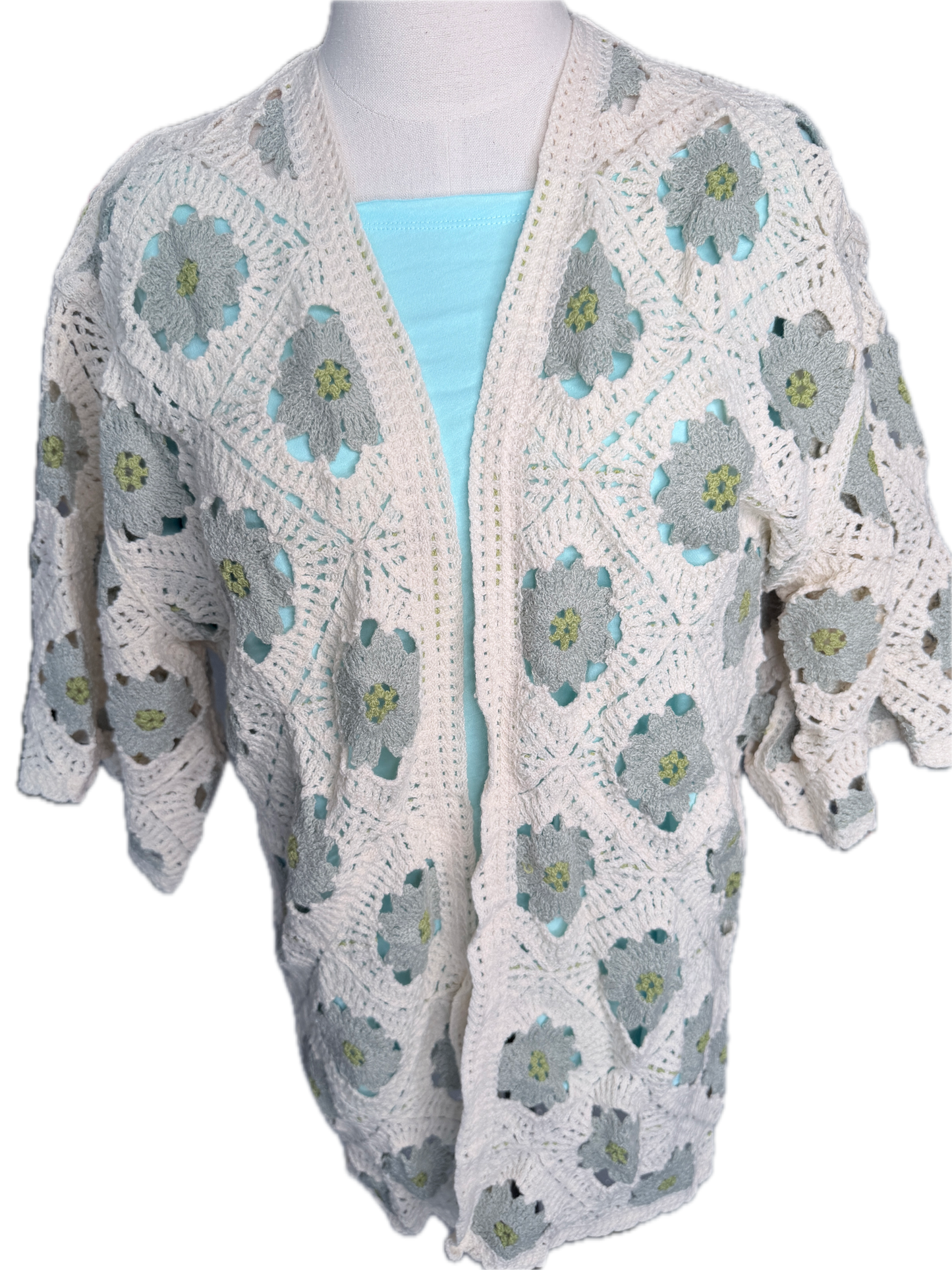 Petunia Short Crochet Cardigan (Sage)
