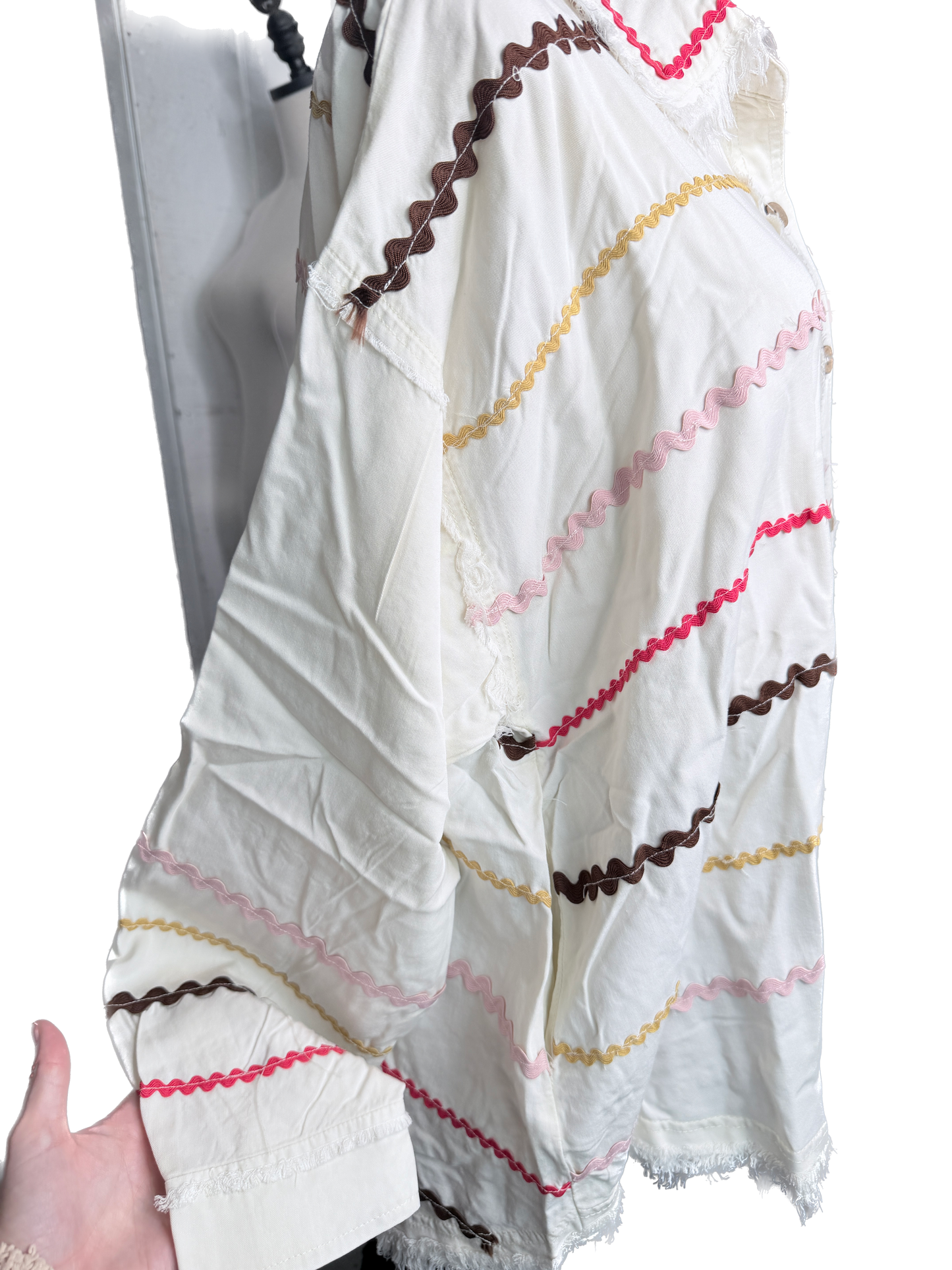 SALE Oli & Hali- Washed Ric Rac Stripe Shirt (Cream) *Final Sale*