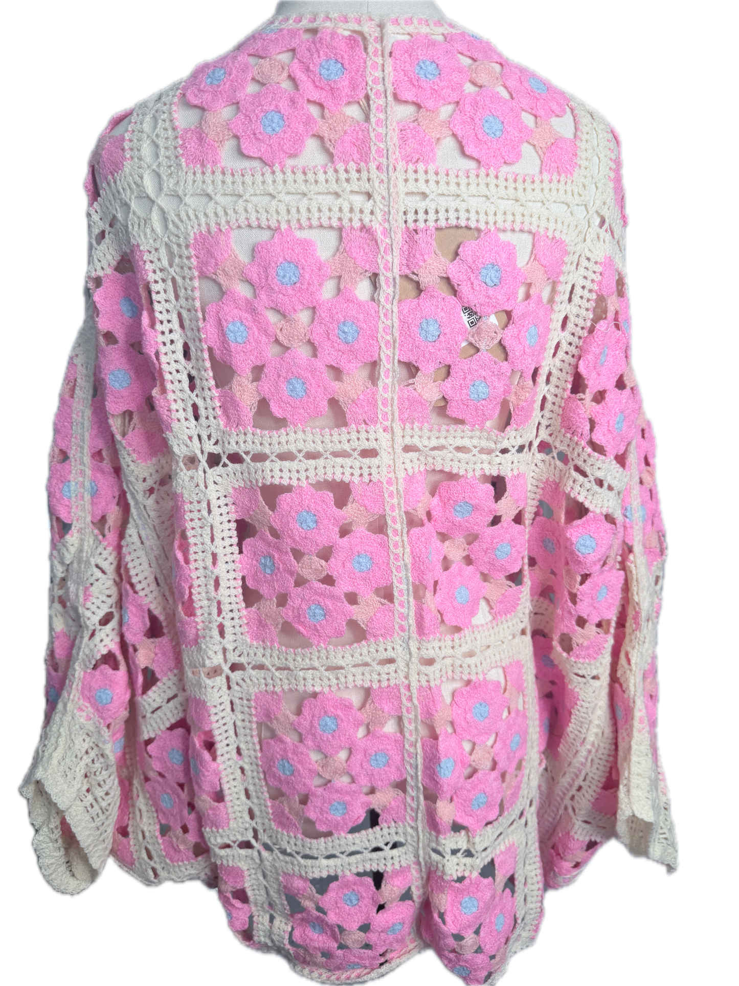 Mini Flora Crochet Square Cardigan (Pink)