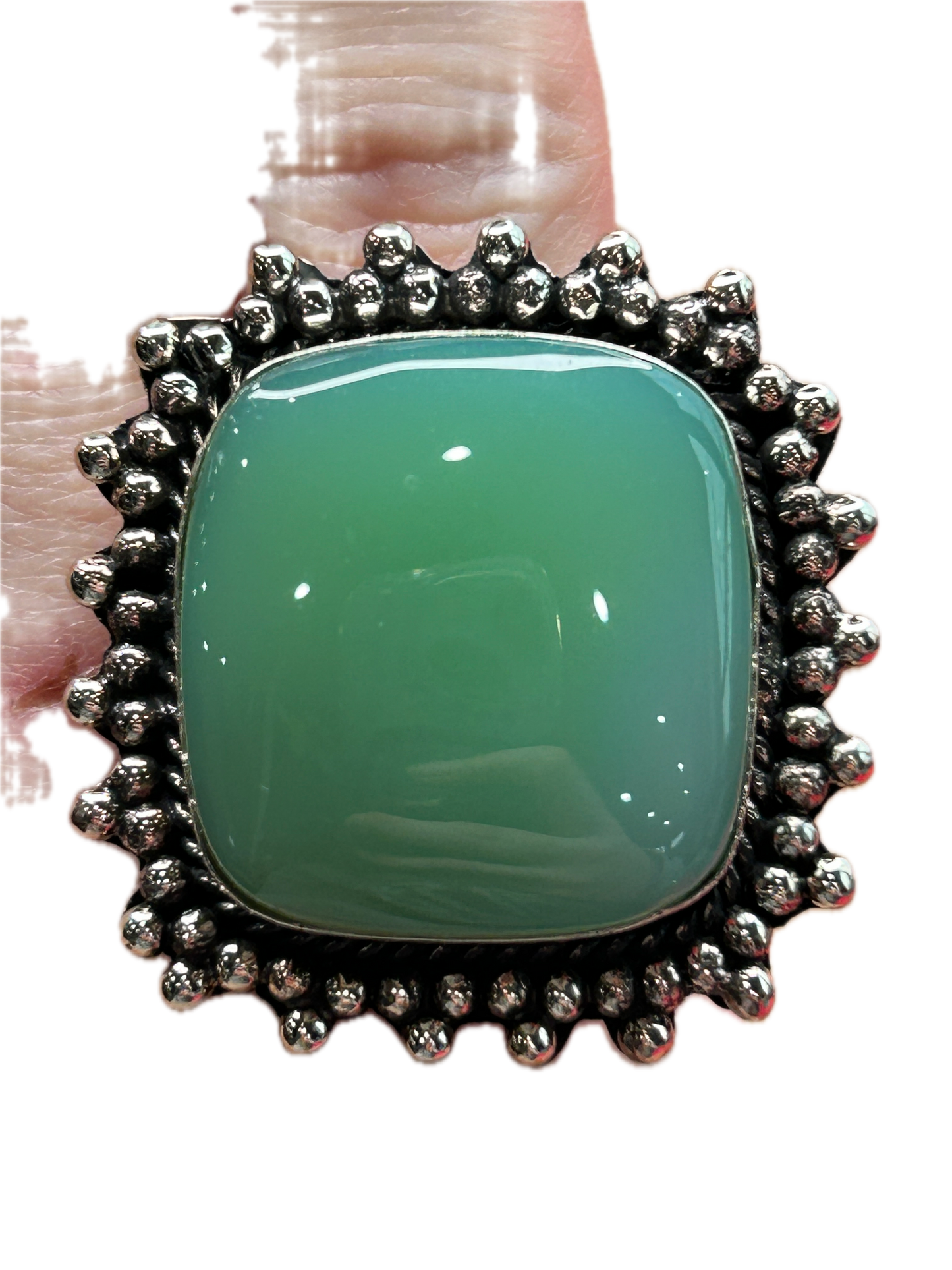 German Silver Chrysoprase Ring