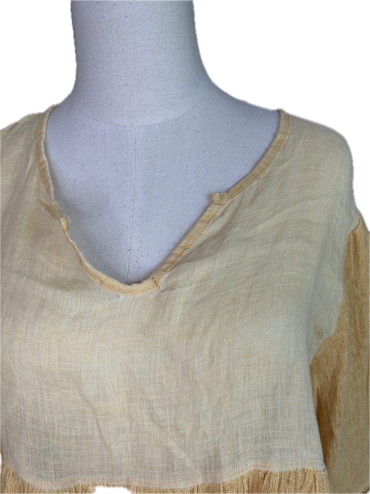 Ruffled Cotton Linen Tunic (Mustard) *Final Sale*