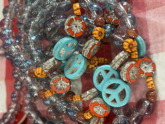 Eclectic Ruby Red Designs - Boho Peace Sign Bracelet