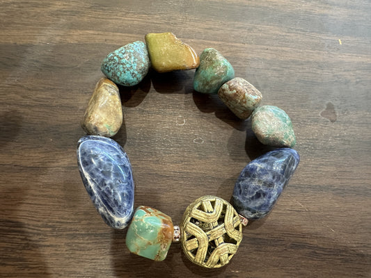 Chunky Turquoise and Sodalite Bracelet