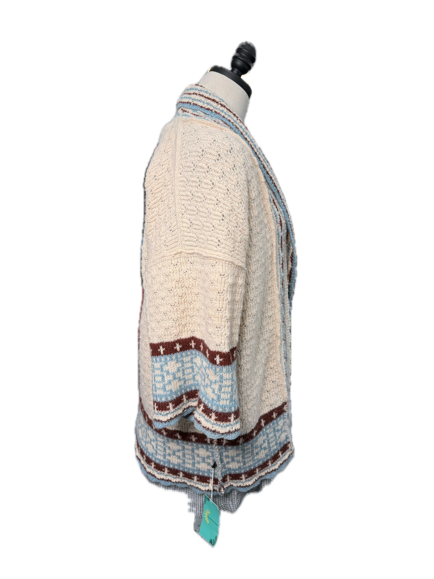 Sunshine and Rodeos - Knit Sweater Cardigan (Cream and Blue)
