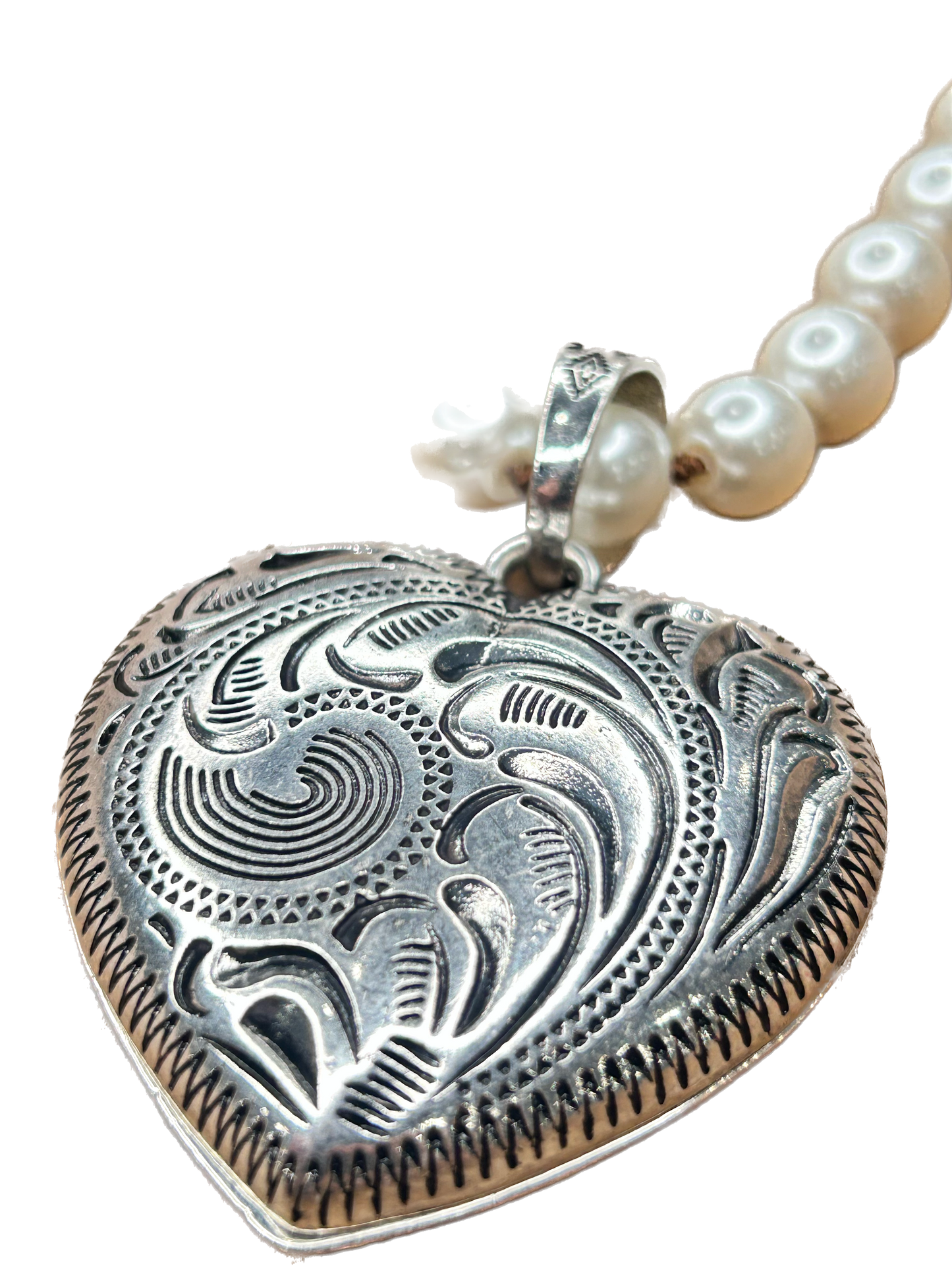 Carved Metal Heart Necklace
