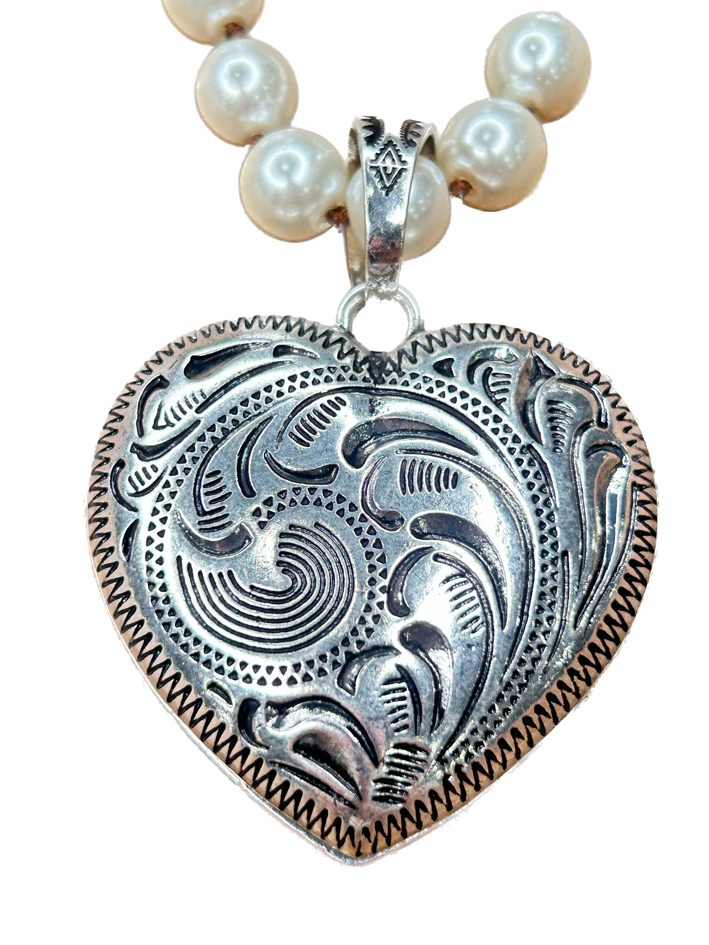 Carved Metal Heart Necklace