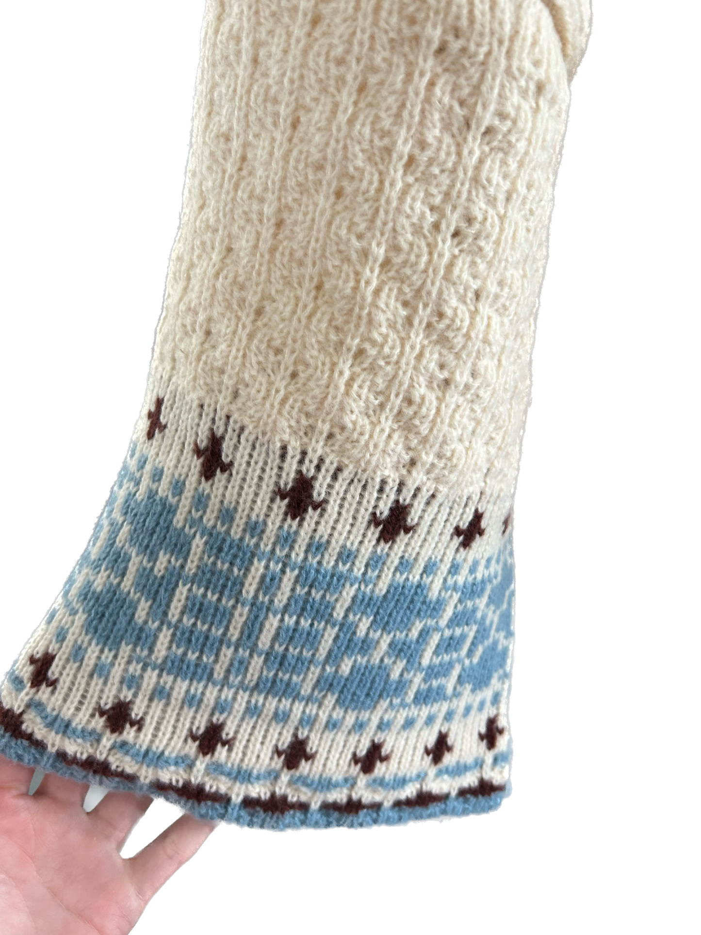 Sunshine and Rodeos - Knit Sweater Cardigan (Cream and Blue)
