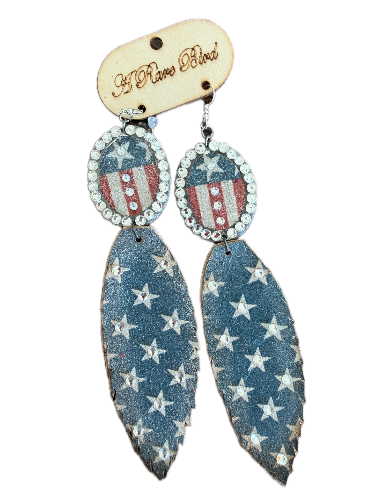Rare Bird- Leather American Flag Earrings