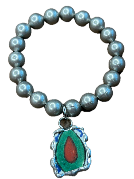 Soldered Clay Charm Bracelet (Green)