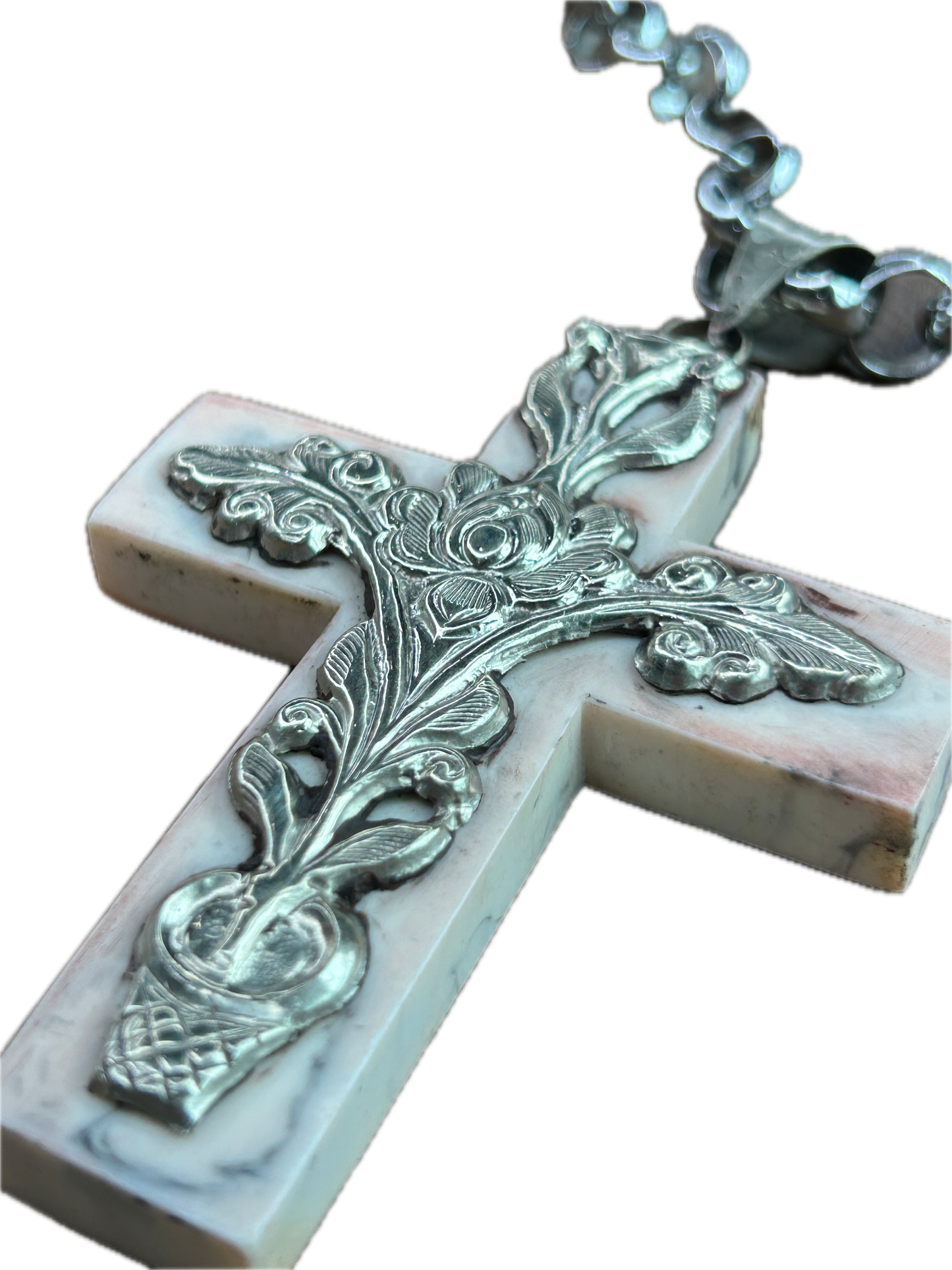 Tibetan Silver Resin Cross Necklace B