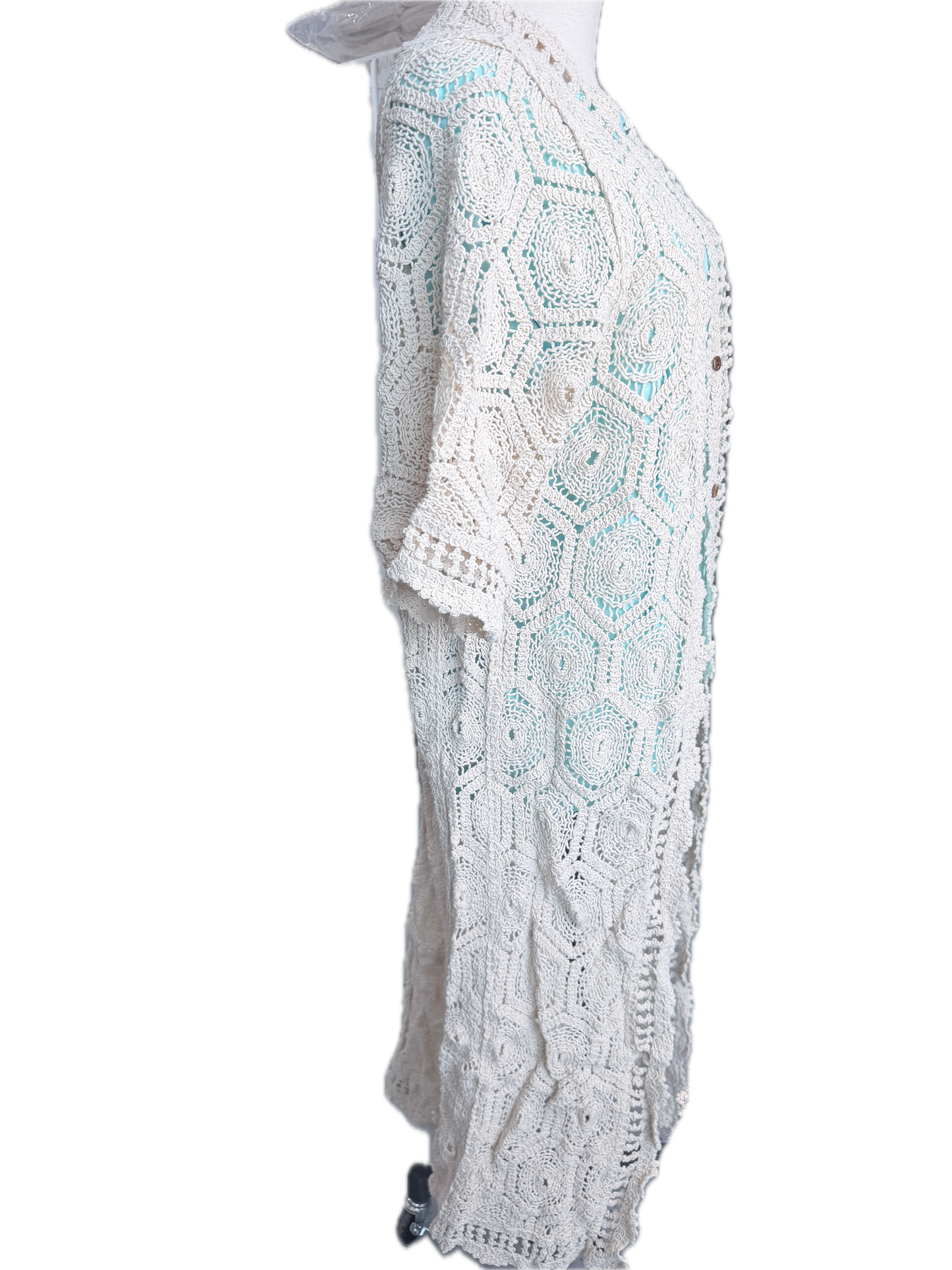 Hexie Sunburst Crochet Cardigan (Beige)