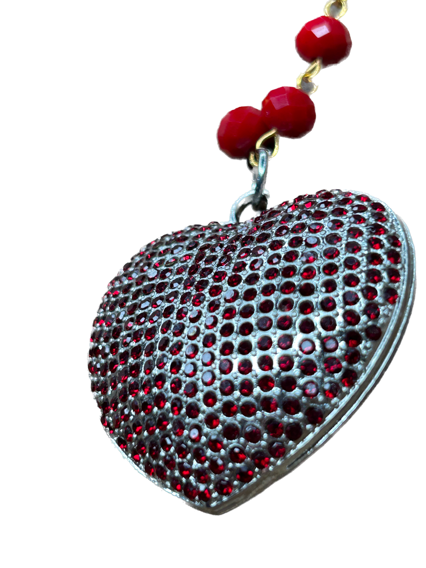 Red Rhinestone Heart Necklace A