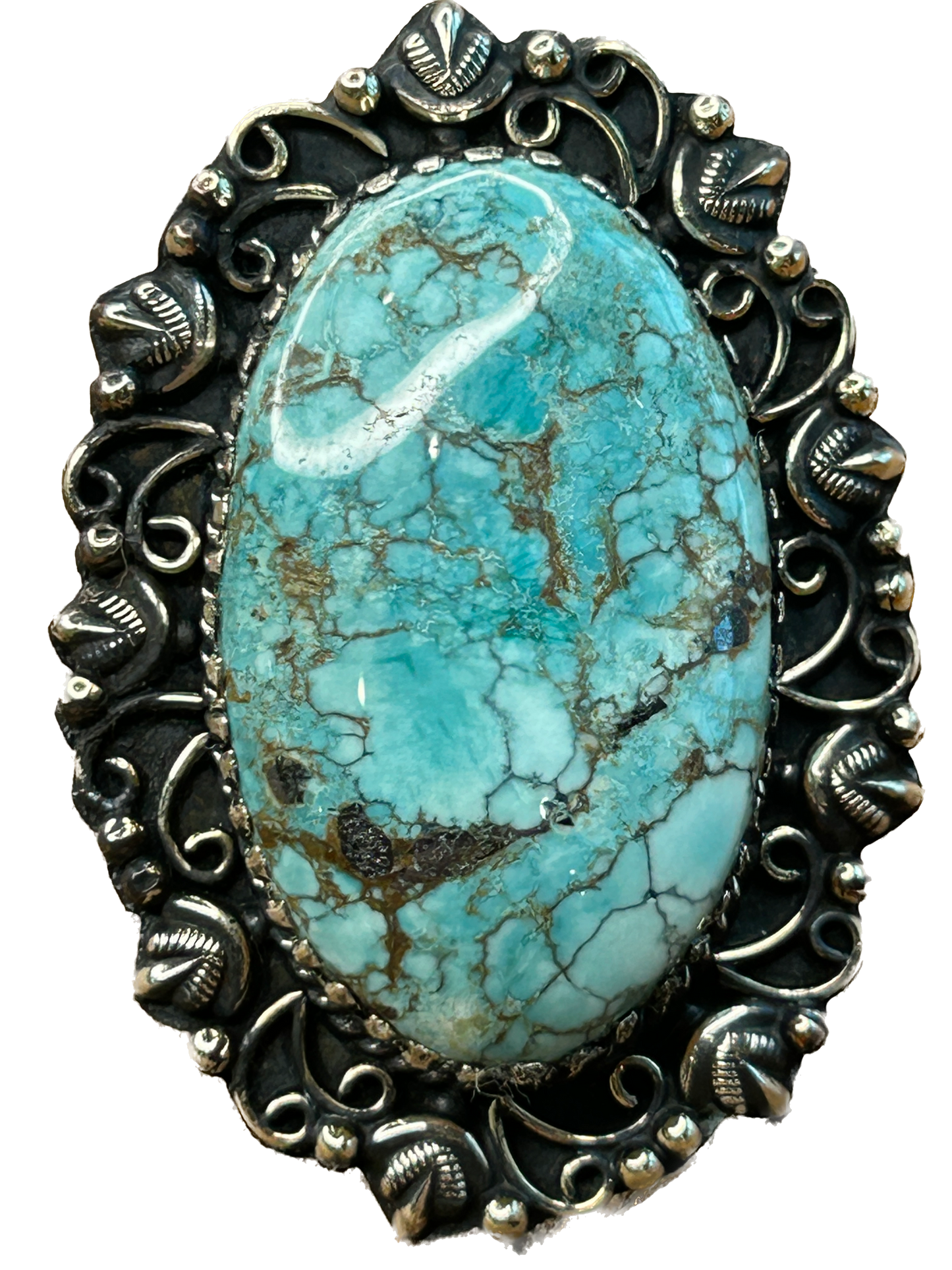 German Silver Light Blue Turquoise Ring C