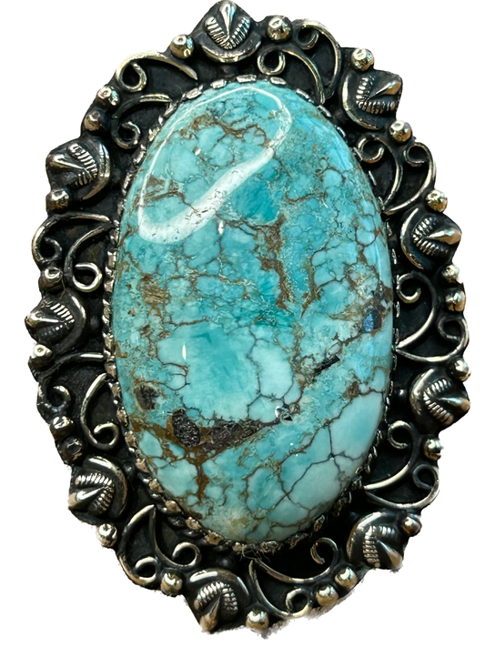 German Silver Light Blue Turquoise Ring C