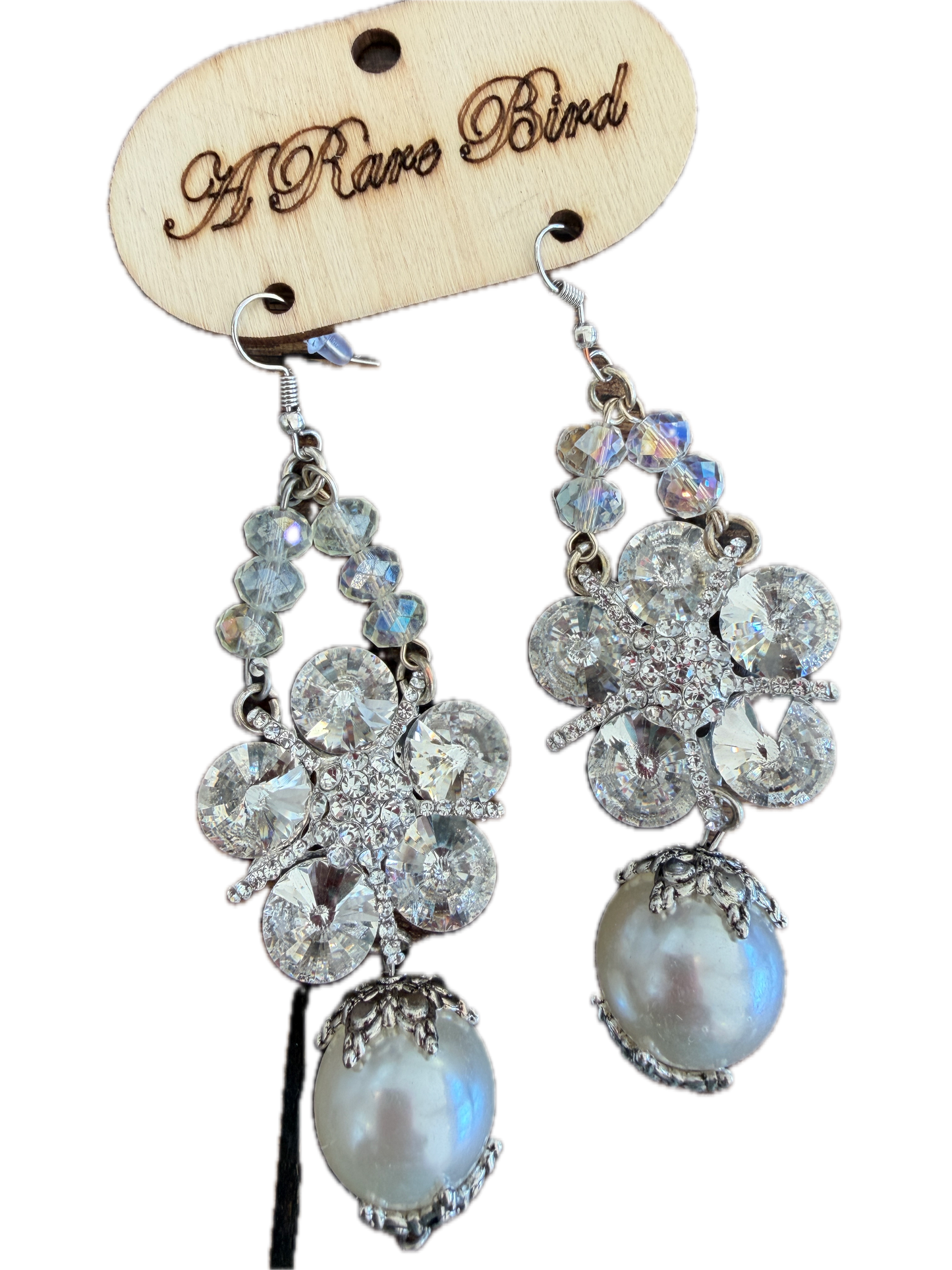 A Rare Bird- Crystal and Pearl Earrings