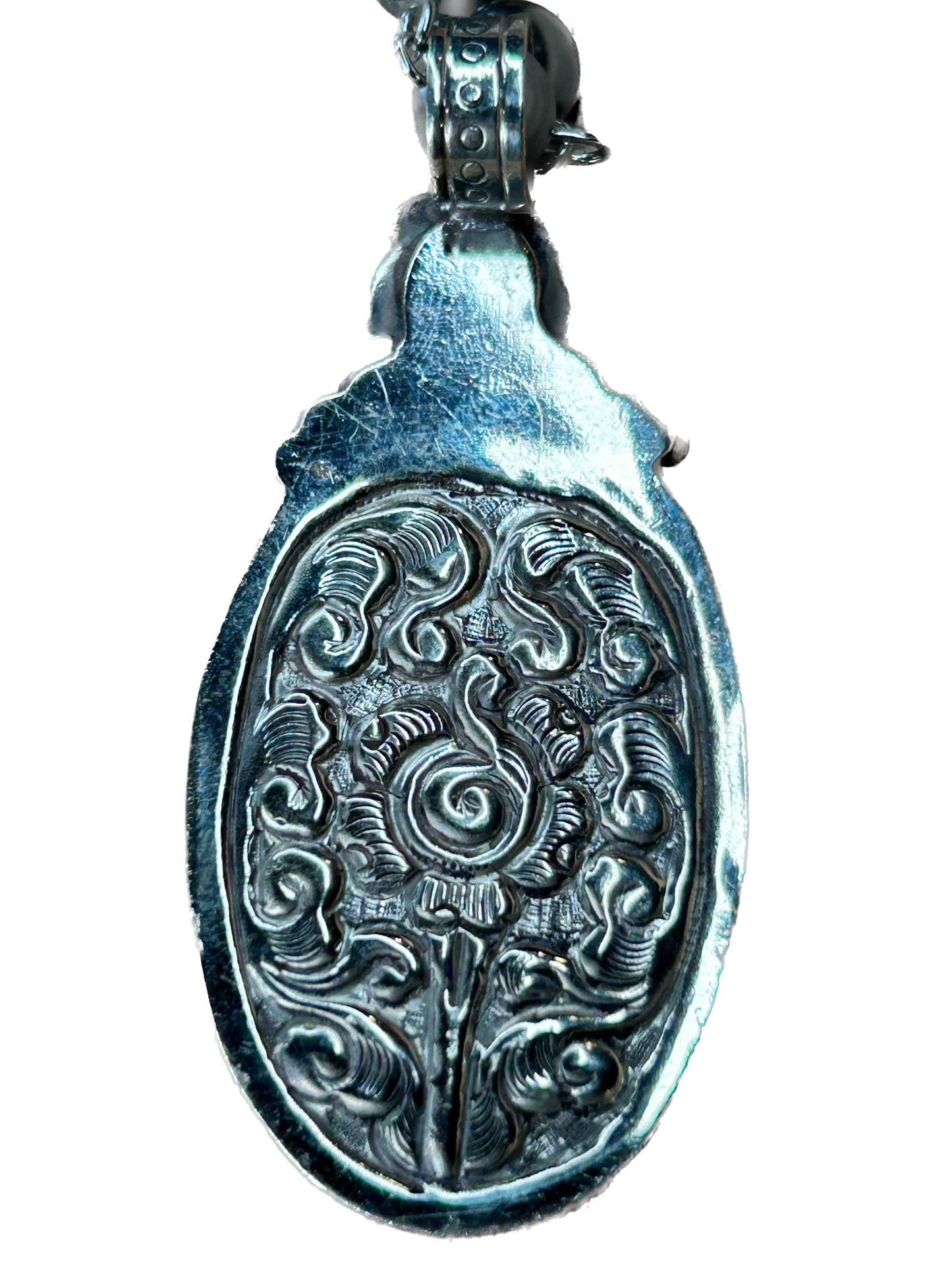 Tibetan Silver Garnet in Limestone Necklace A