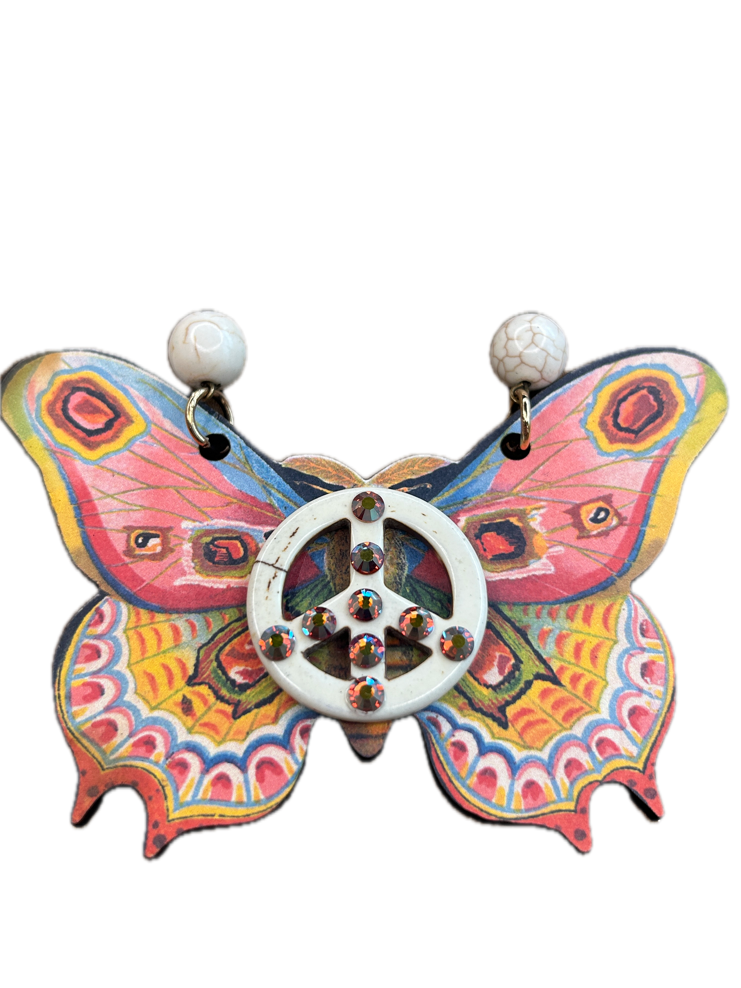 Gypsy South- Wooden Butterfly Peace Necklace