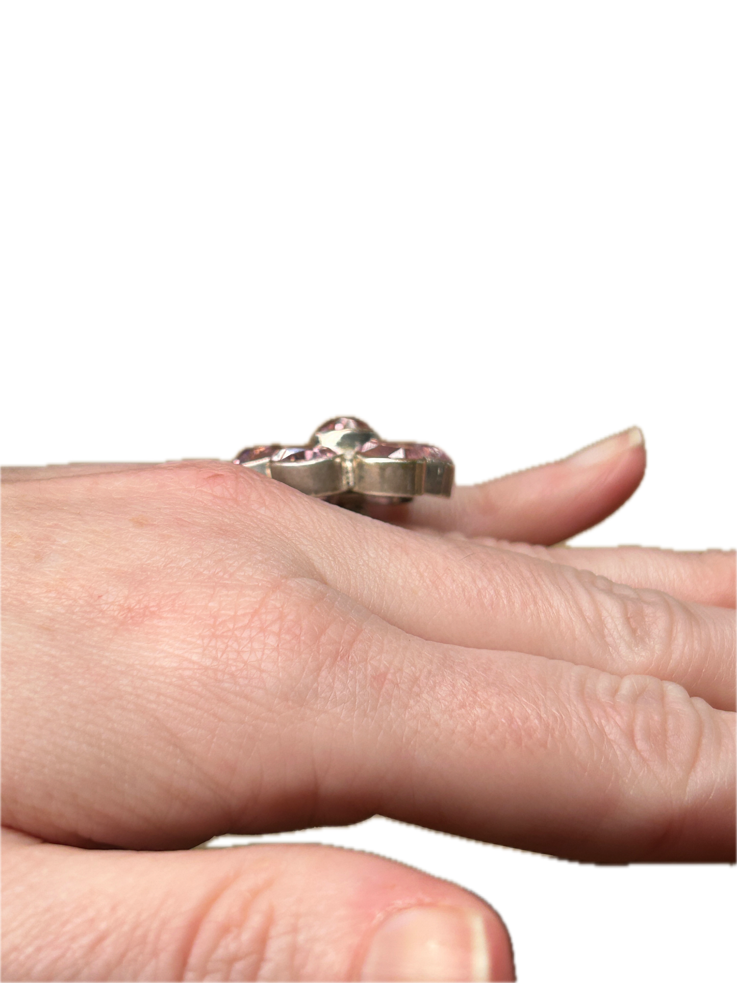 German Silver Morganite Flower Ring