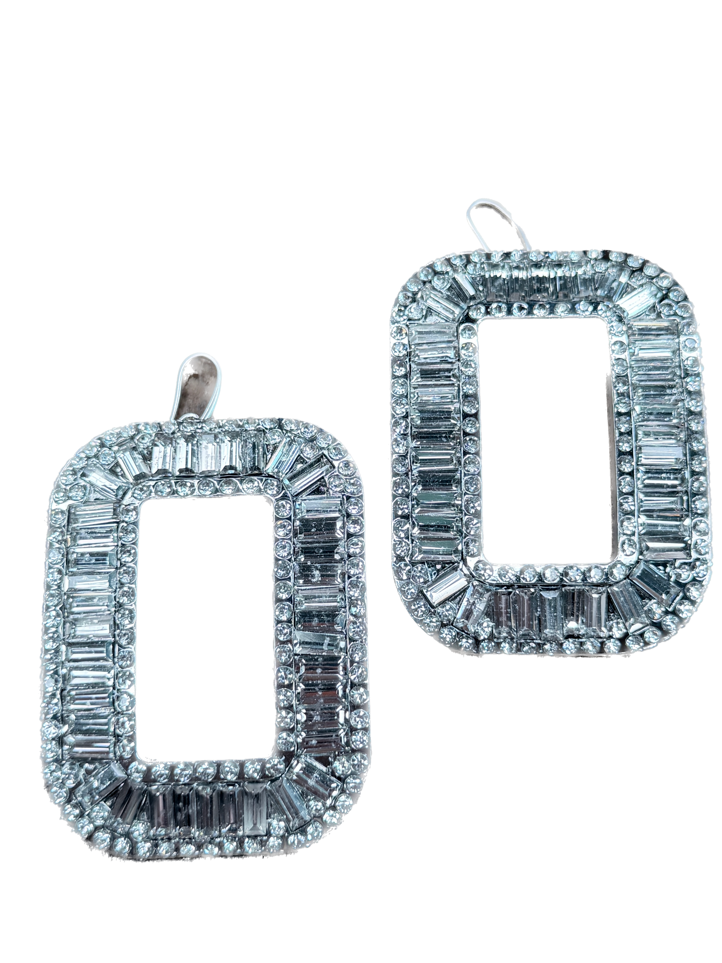 A Rare Bird- Silver Rhinestone Buckle Earrings