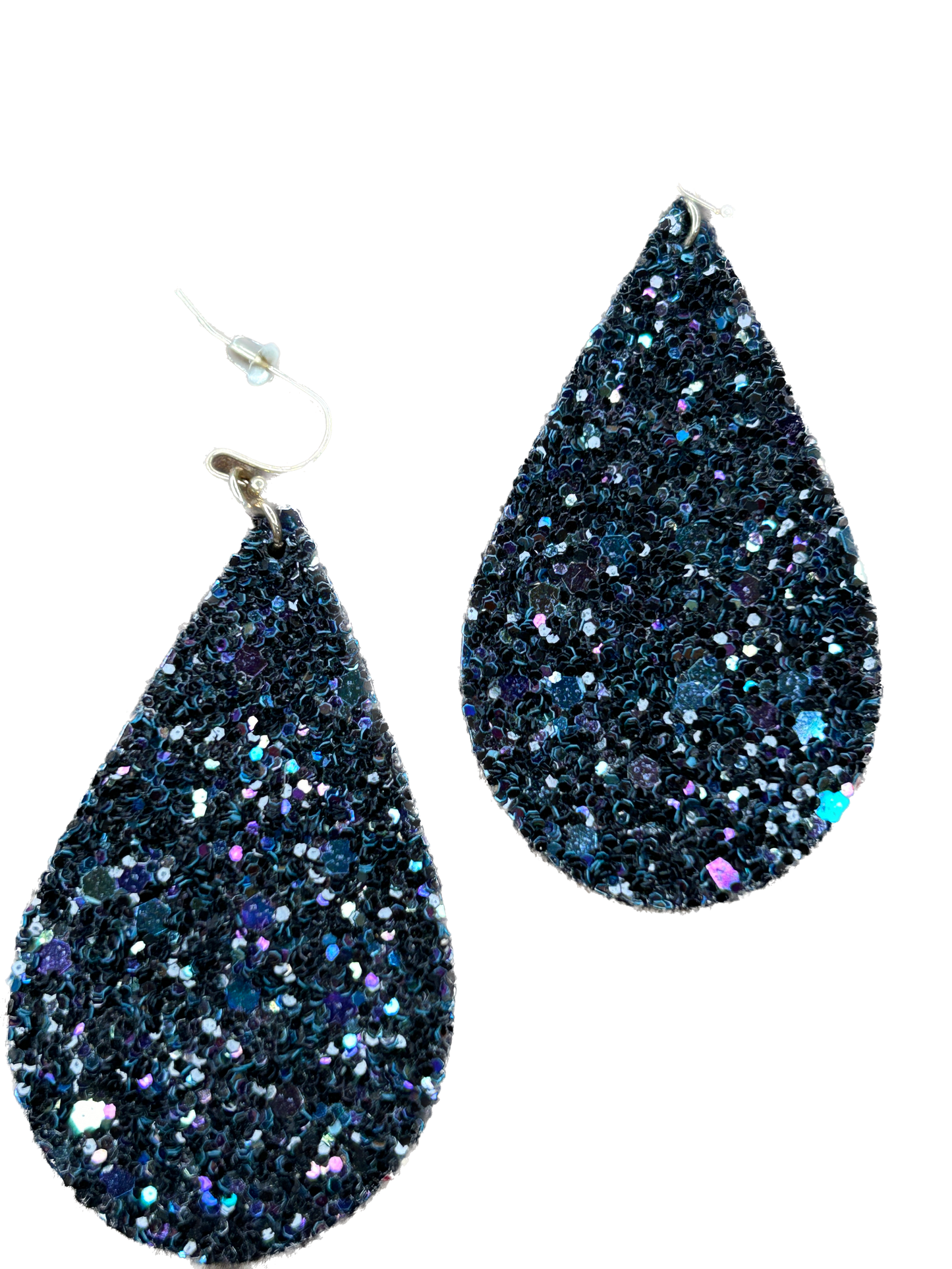ERR Original - Sparkly Black and Blue Teardrop Earrings