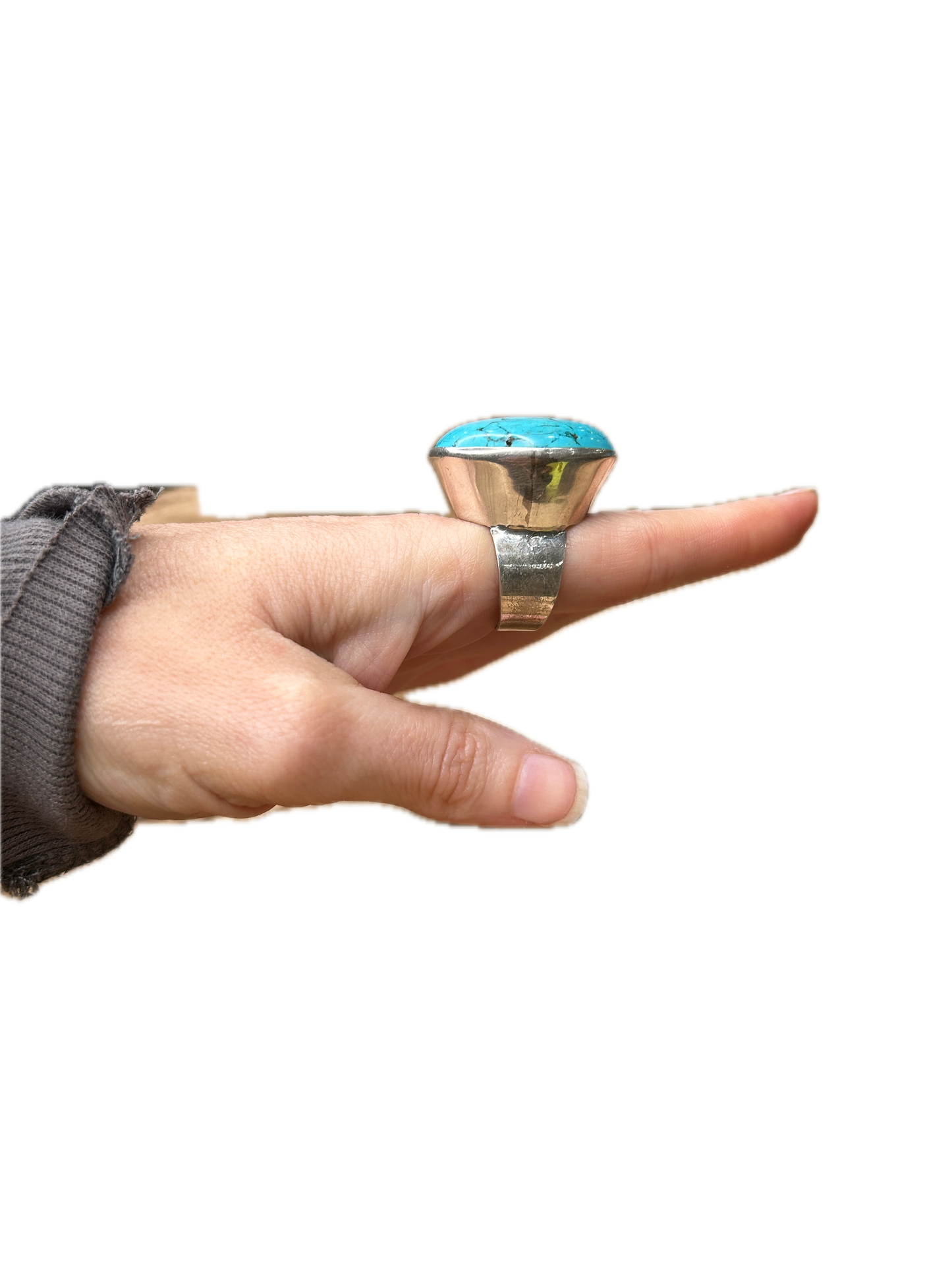 Oval German Silver Turquoise Ring